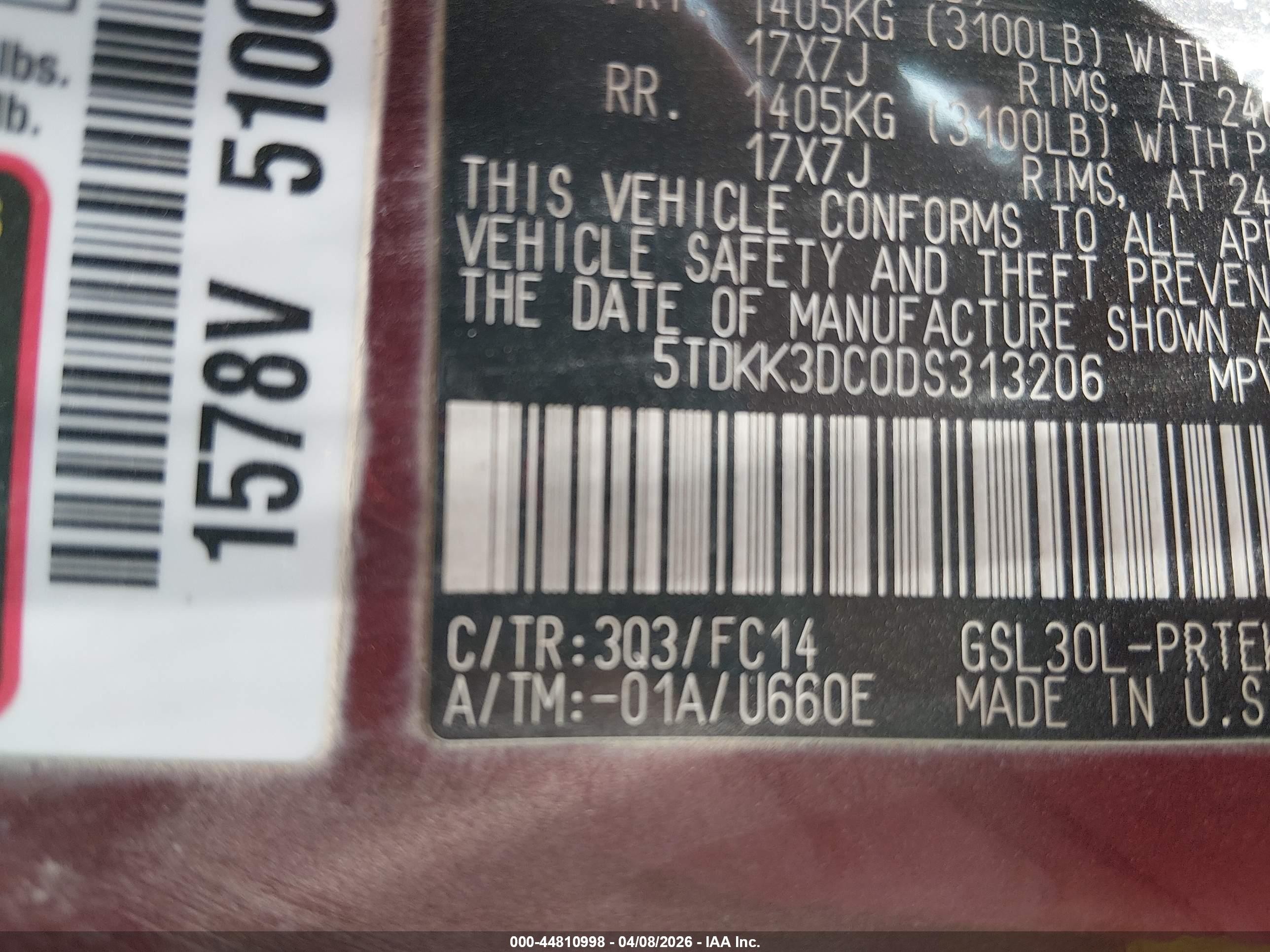 2013 Toyota Sienna Le V6 8 Passenger Maroon vin: 5TDKK3DC0DS313206