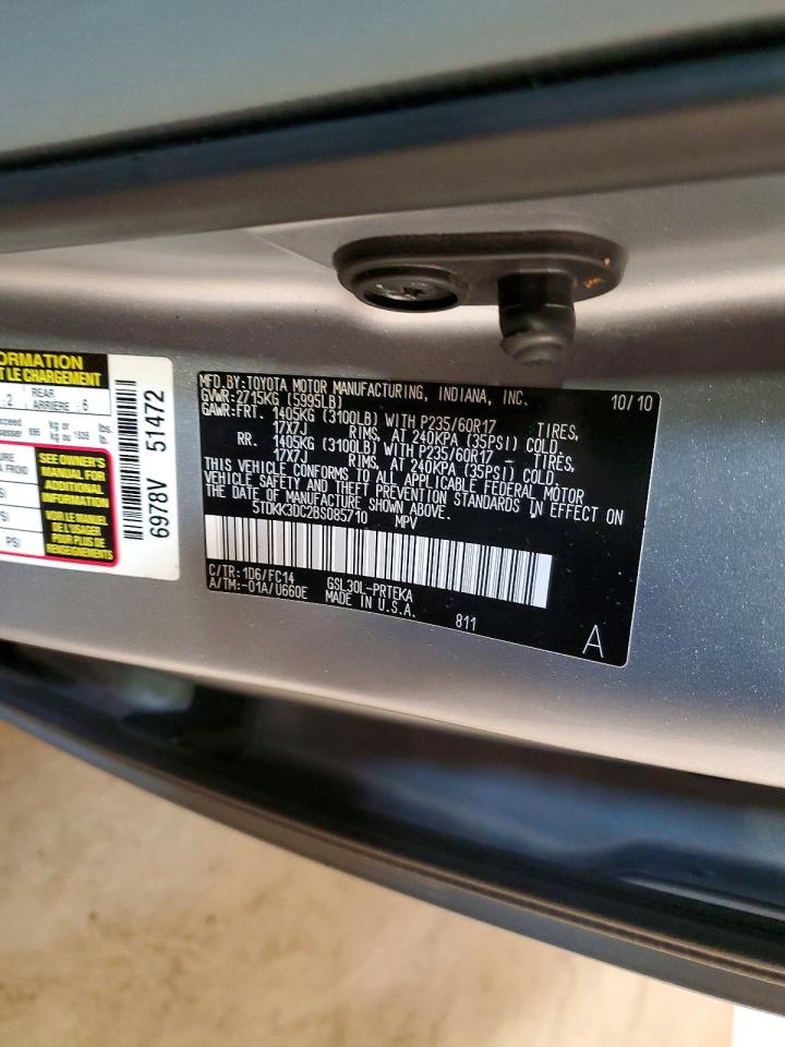 2011 Toyota Sienna Le Silver vin: 5TDKK3DC2BS085710