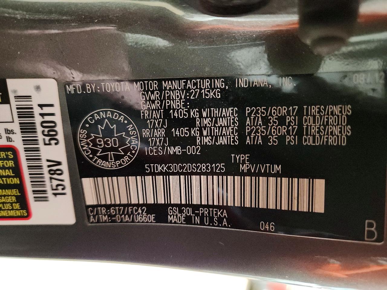 2013 Toyota Sienna Le 8-passenger Gray vin: 5TDKK3DC2DS283125