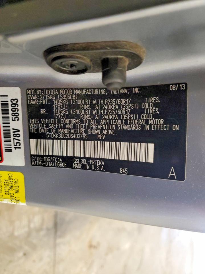 2013 Toyota Sienna Le Silver vin: 5TDKK3DC2DS403795