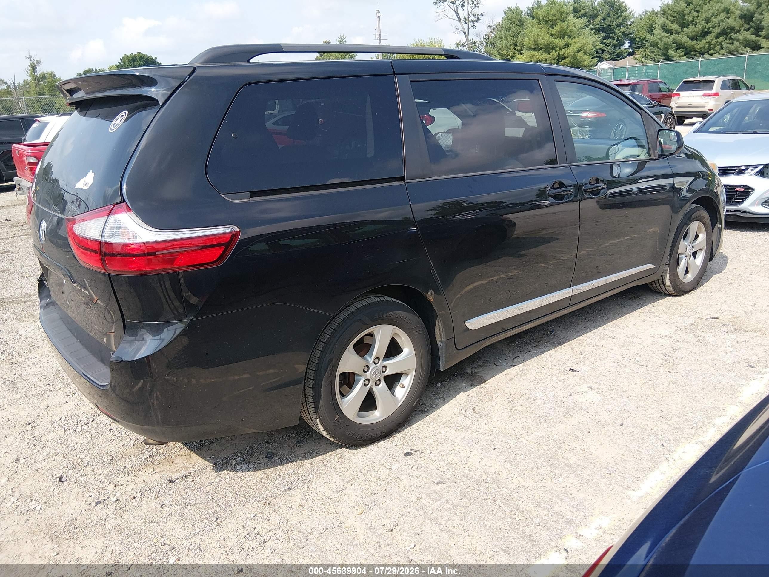 2015 Toyota Sienna Le 8 Passenger Black vin: 5TDKK3DC2FS661432