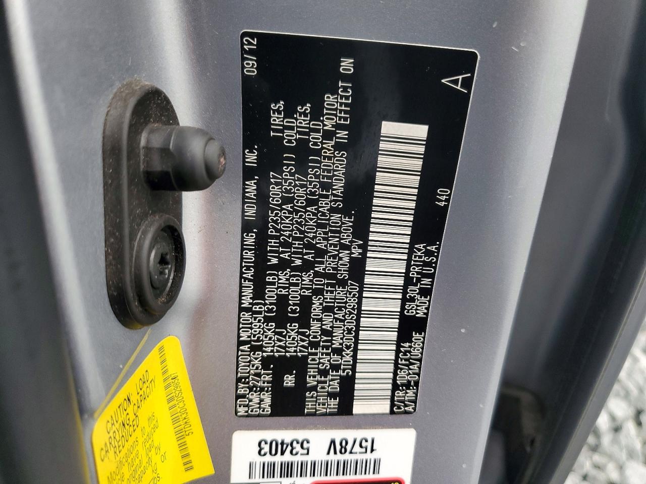 2013 Toyota Sienna Le Silver vin: 5TDKK3DC3DS298507