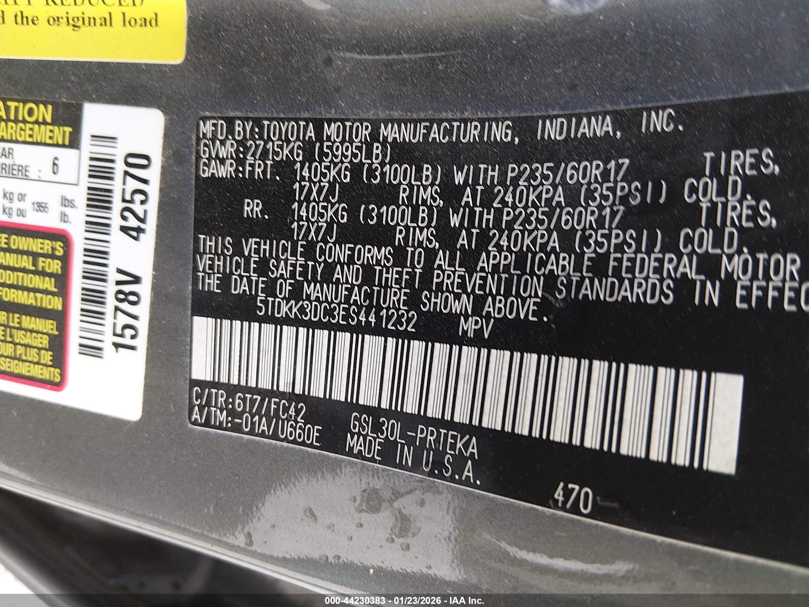 2014 Toyota Sienna Le V6 8 Passenger Gray vin: 5TDKK3DC3ES441232