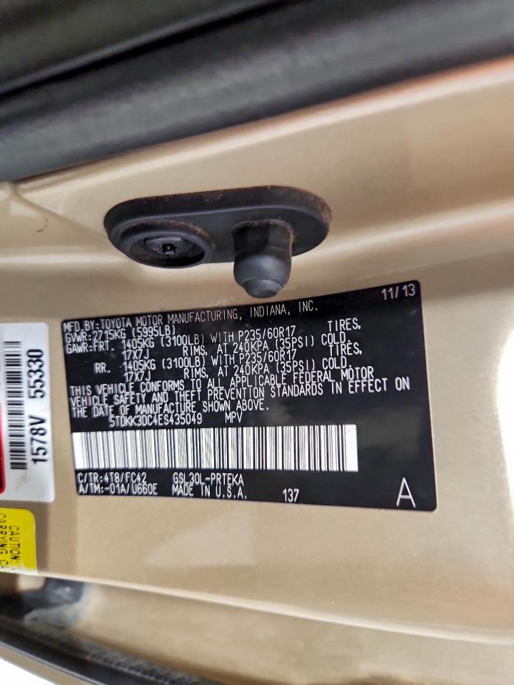 2014 Toyota Sienna Le Желто-коричневый vin: 5TDKK3DC4ES435049