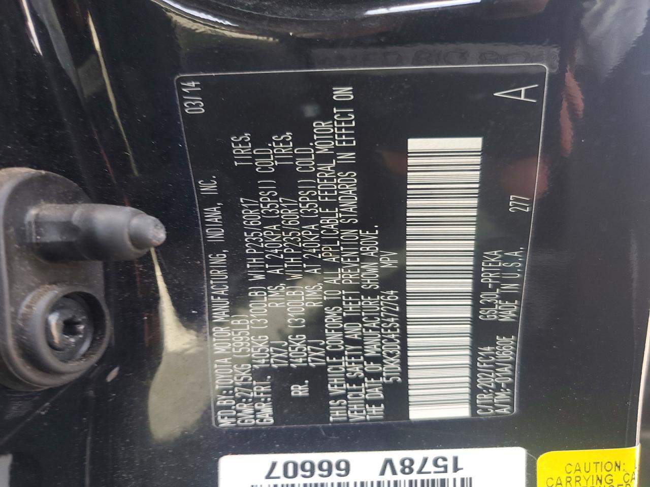 2014 Toyota Sienna Le Black vin: 5TDKK3DC4ES472764
