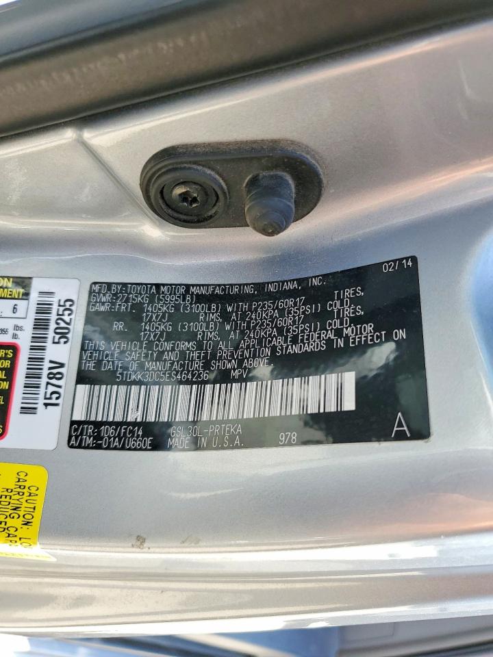 2014 Toyota Sienna Le Silver vin: 5TDKK3DC5ES464236