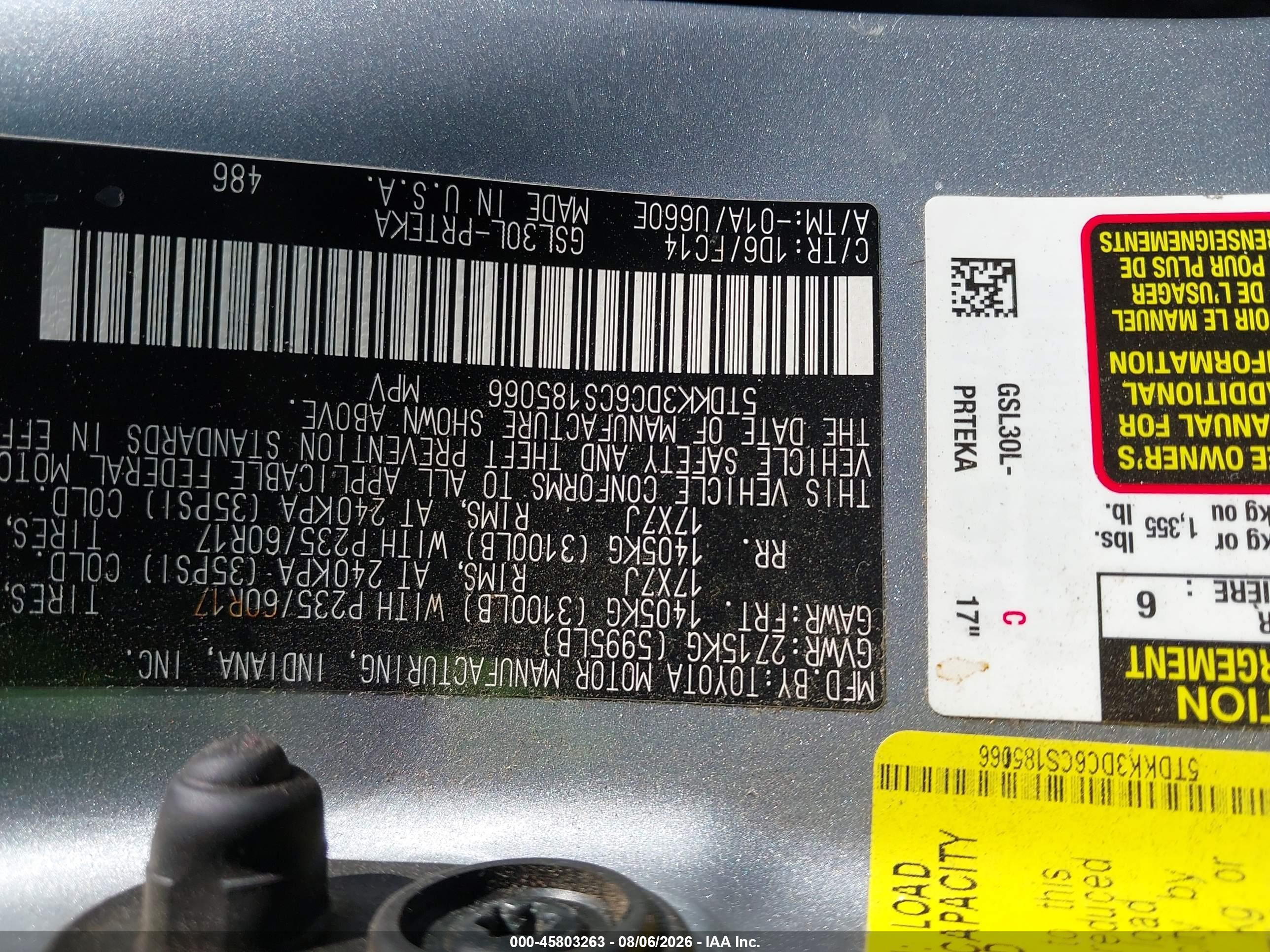 2012 Toyota Sienna Le Gray vin: 5TDKK3DC6CS185066