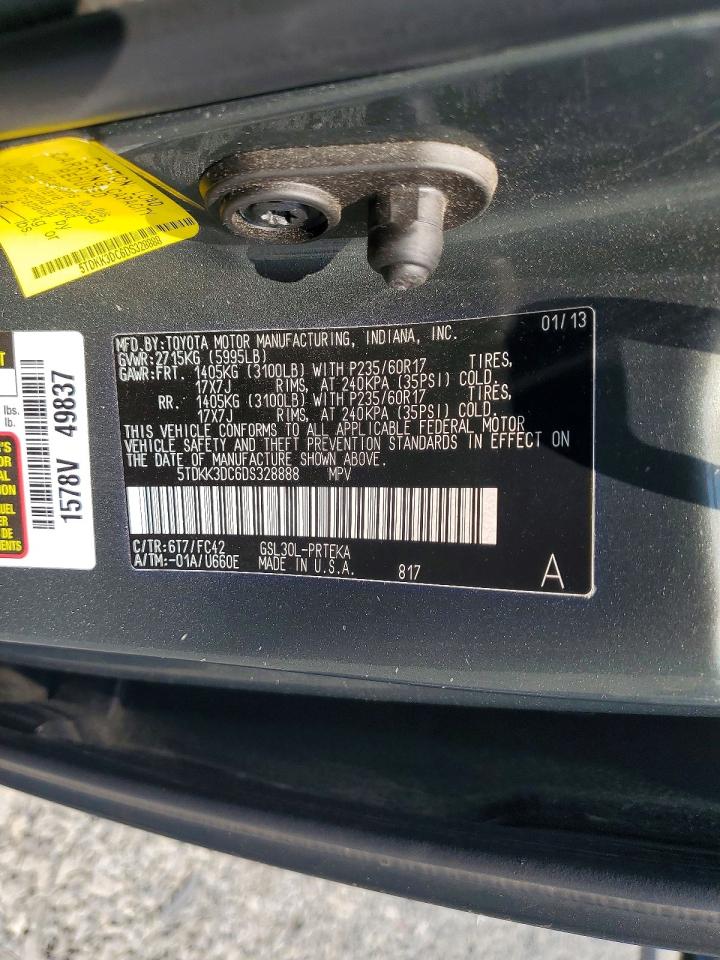 2013 Toyota Sienna Le Gray vin: 5TDKK3DC6DS328888