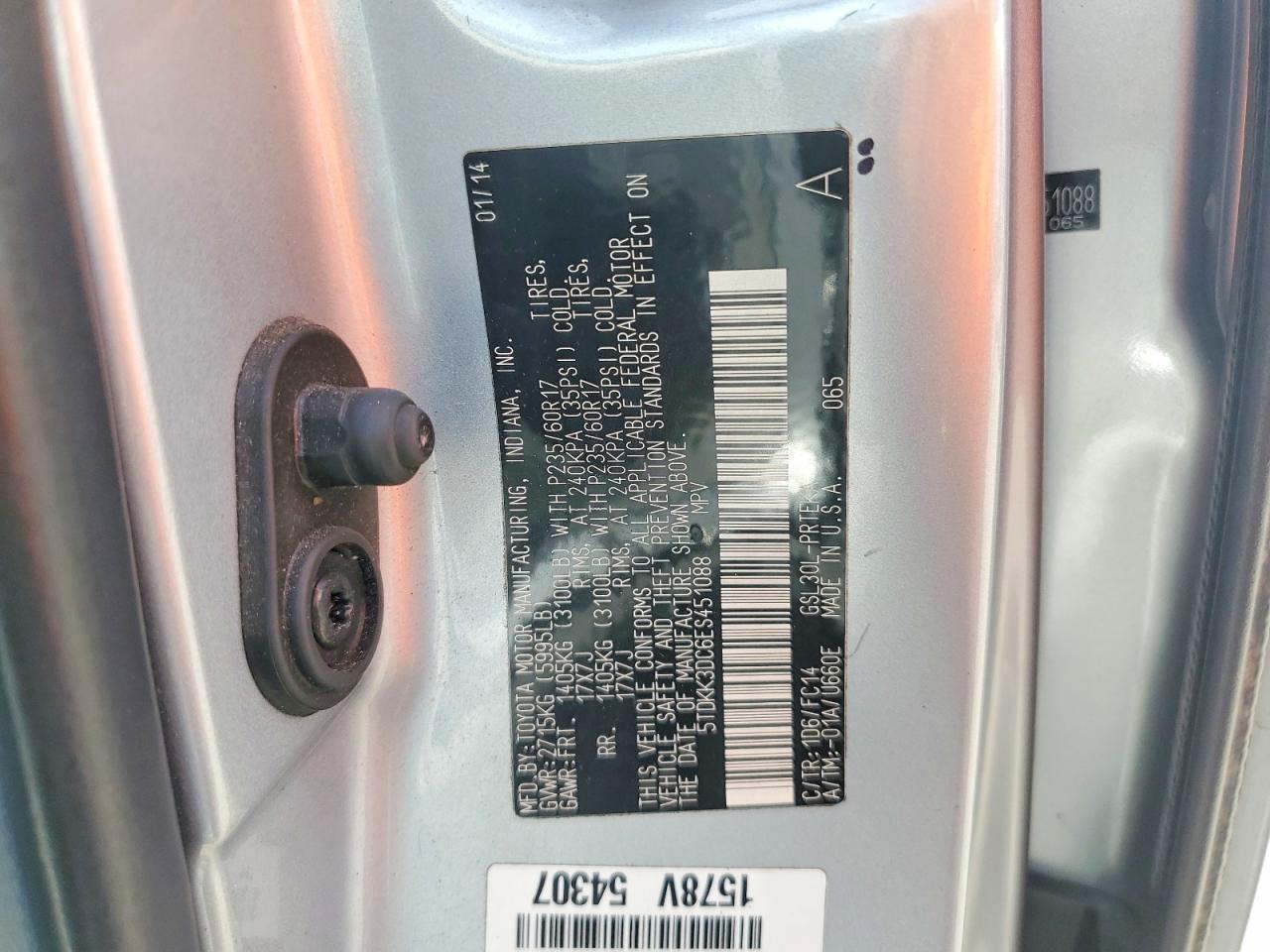 2014 Toyota Sienna Le Silver vin: 5TDKK3DC6ES451088