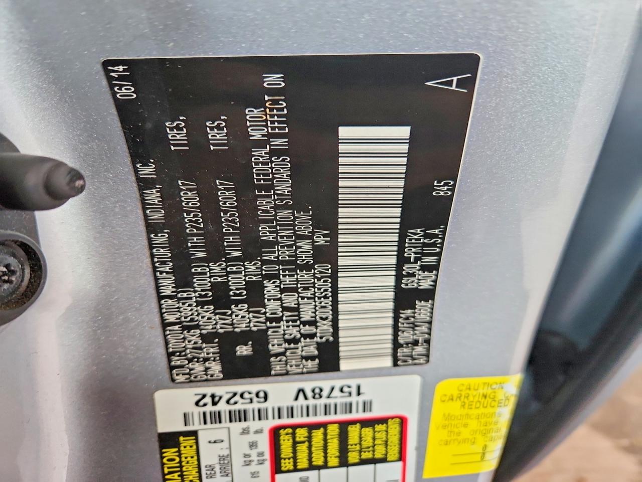 2014 Toyota Sienna Le Silver vin: 5TDKK3DC6ES505120