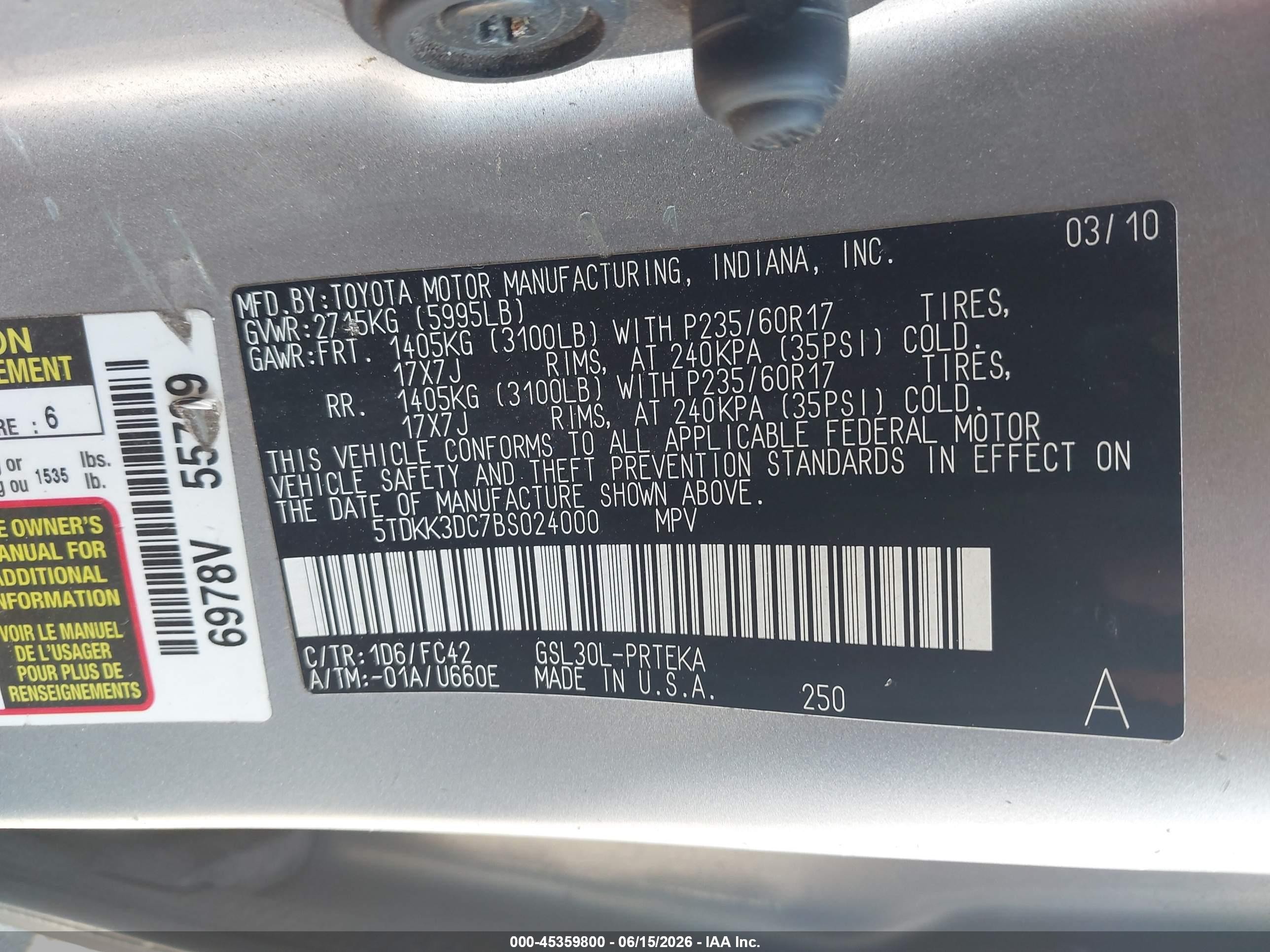 2011 Toyota Sienna Le V6 Silver vin: 5TDKK3DC7BS024000