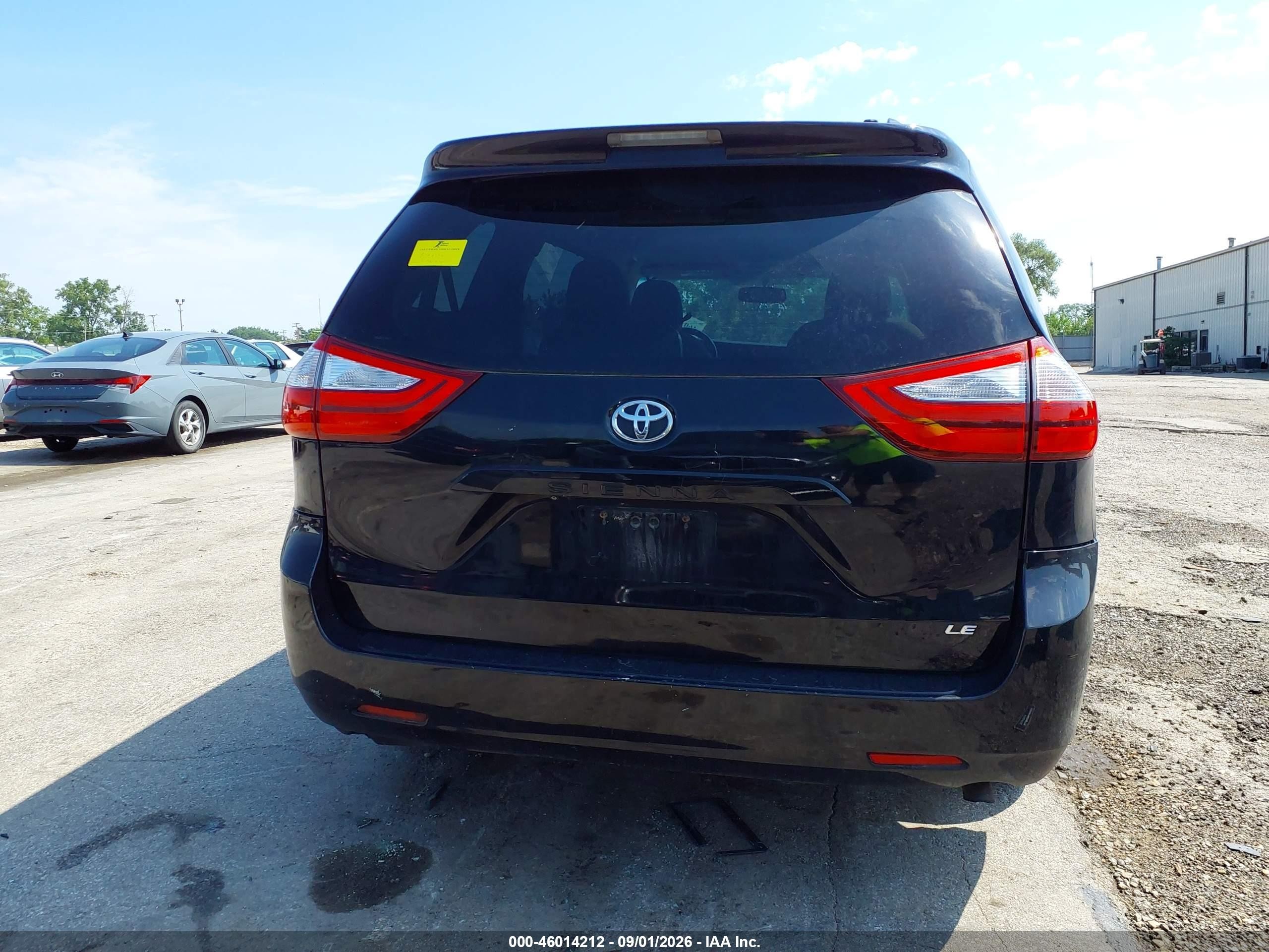 2015 Toyota Sienna Le 8 Passenger Black vin: 5TDKK3DC7FS570415