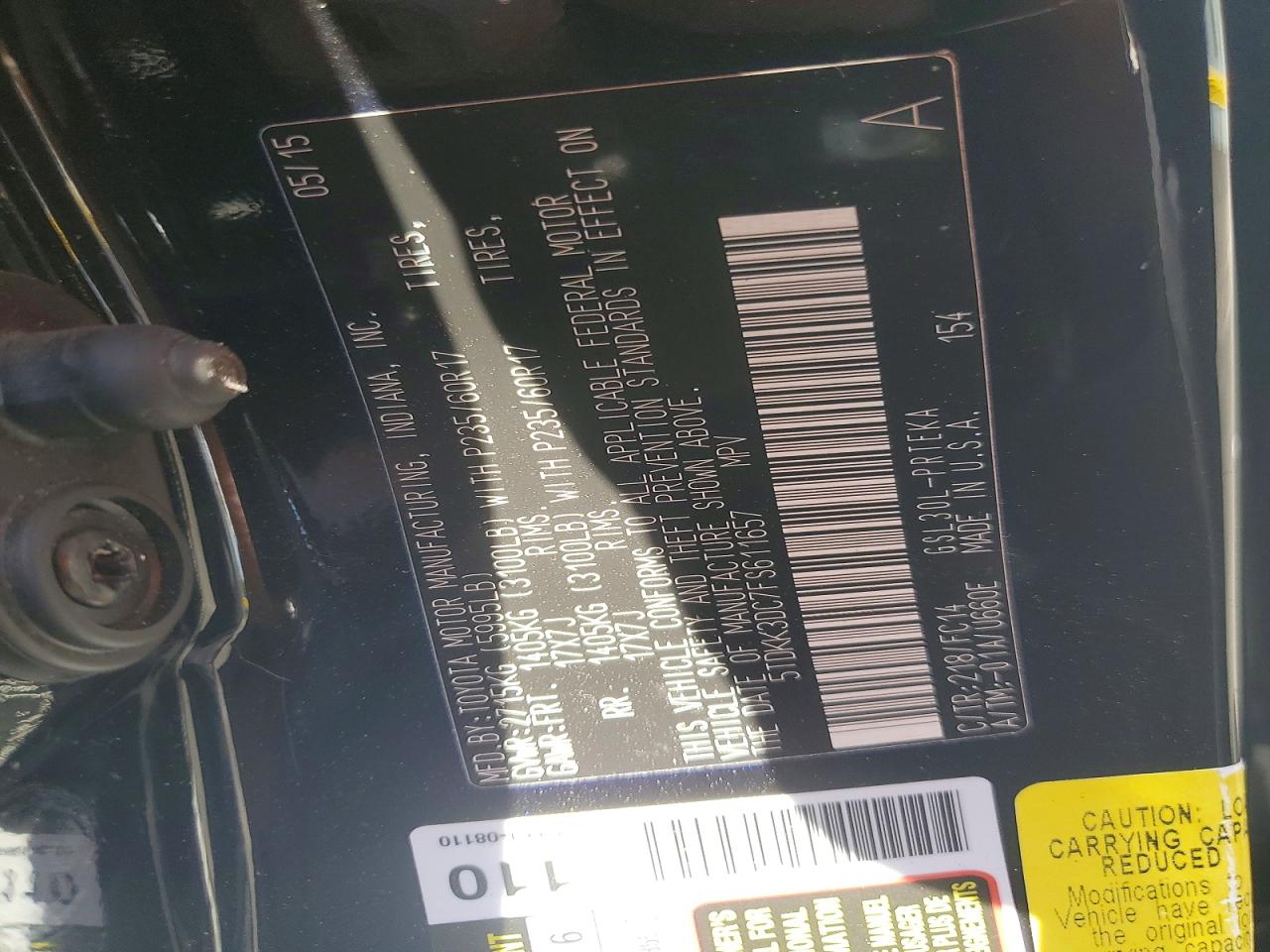 2015 Toyota Sienna Le Черный vin: 5TDKK3DC7FS611657