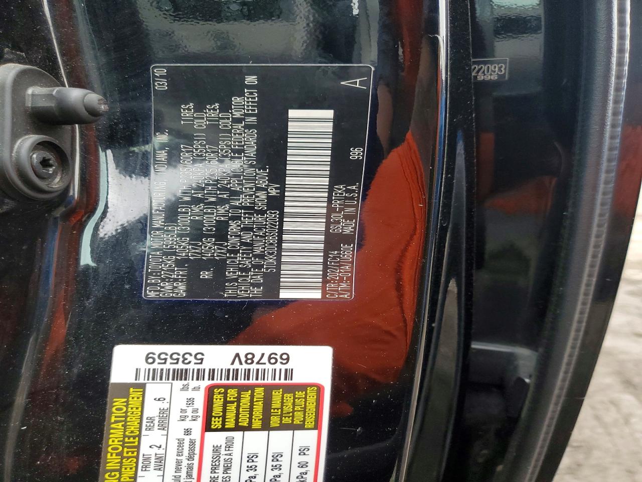 2011 Toyota Sienna Le Black vin: 5TDKK3DC8BS022093