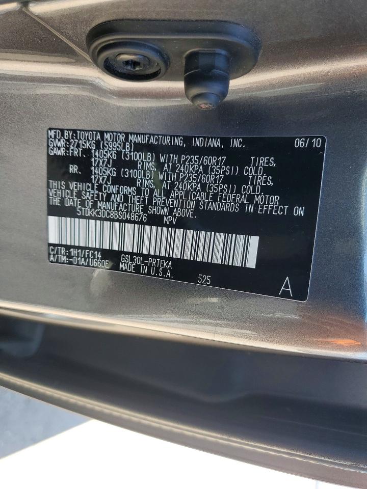 2011 Toyota Sienna Le Серый vin: 5TDKK3DC8BS048676