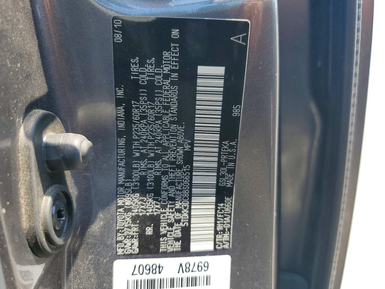2011 Toyota Sienna Le Gray vin: 5TDKK3DC8BS066515
