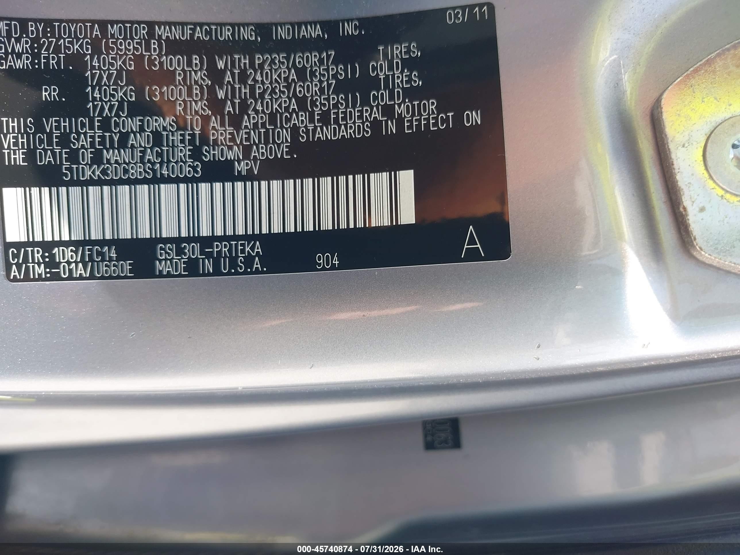2011 Toyota Sienna Le V6 Silver vin: 5TDKK3DC8BS140063