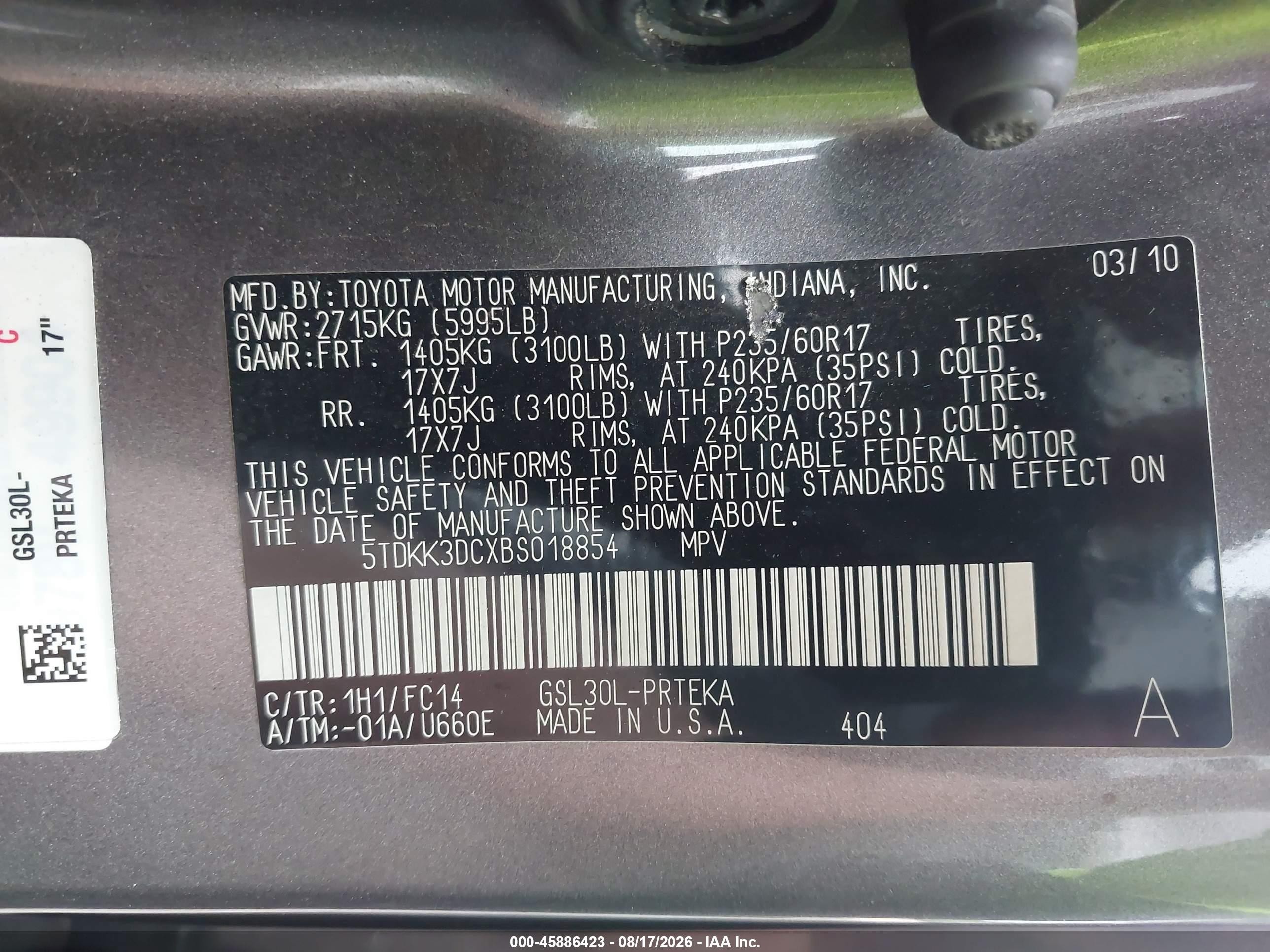 2011 Toyota Sienna Le V6 Gray vin: 5TDKK3DCXBS018854