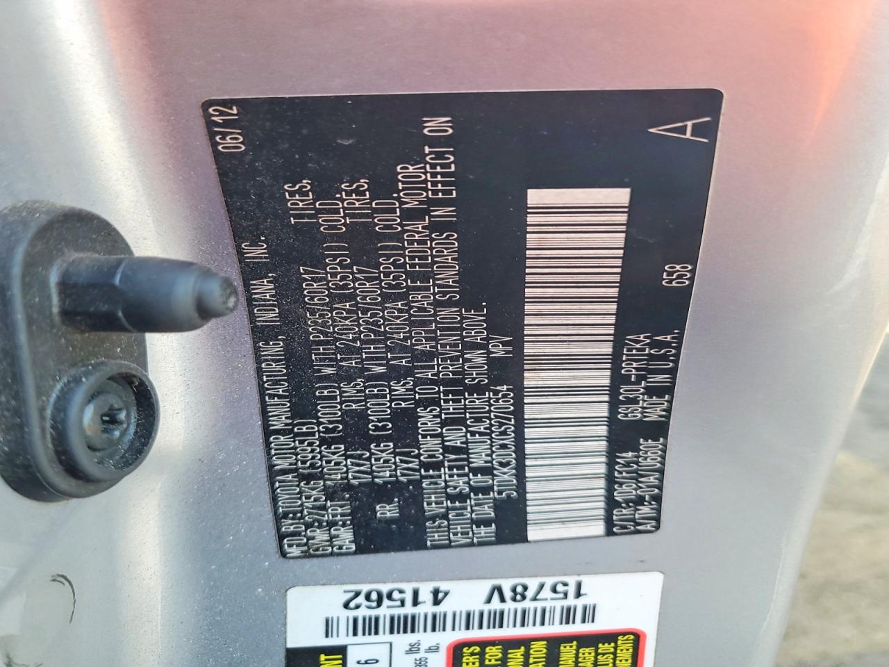 2012 Toyota Sienna Le Blue vin: 5TDKK3DCXCS270654