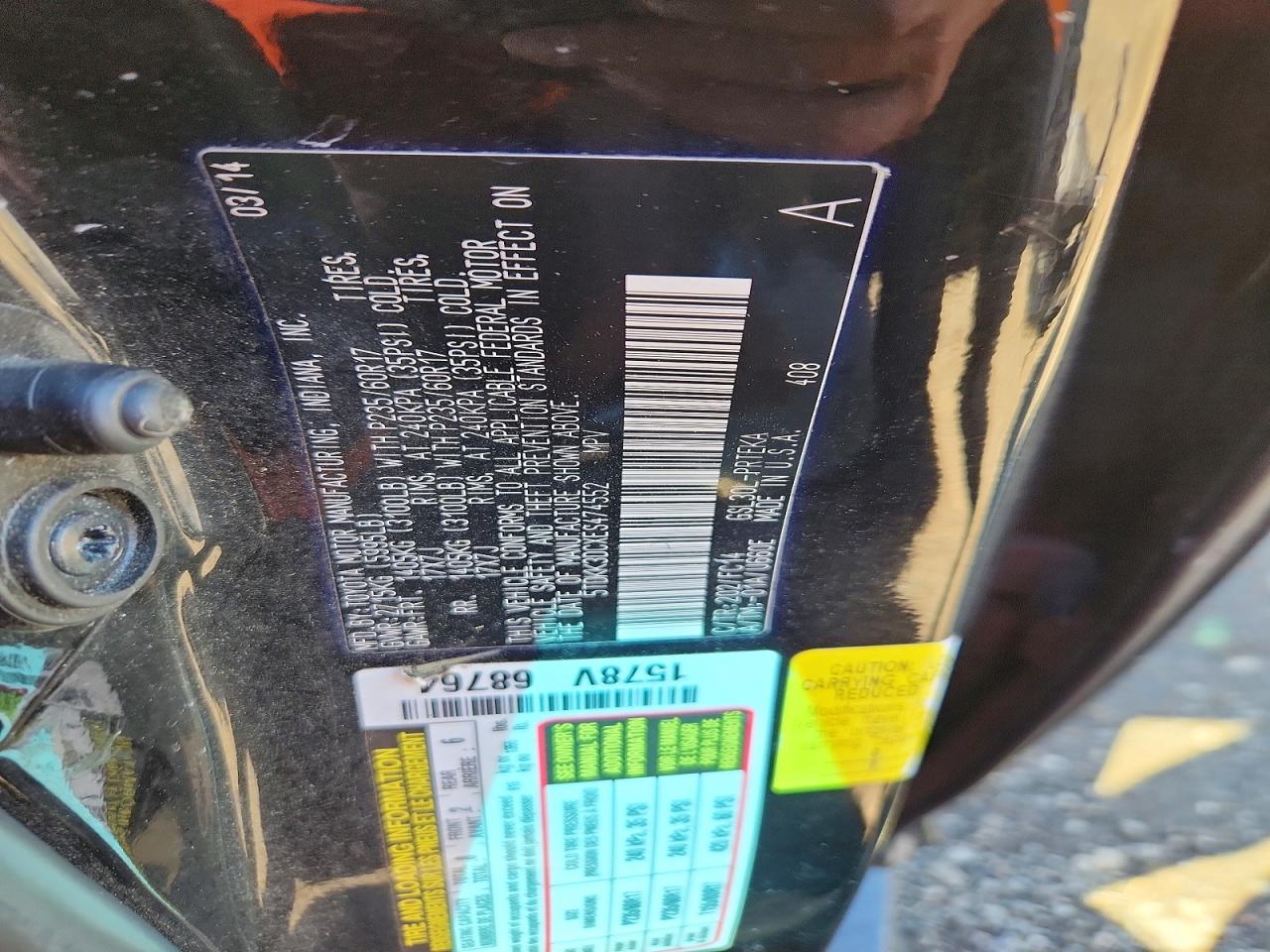 2014 Toyota Sienna Le Серый vin: 5TDKK3DCXES474552