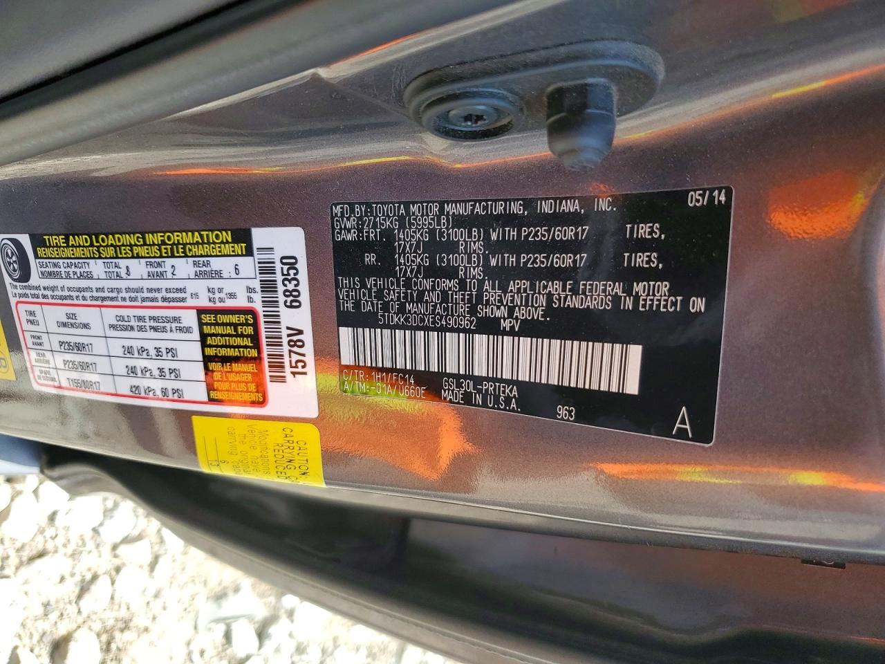 2014 Toyota Sienna Le Gray vin: 5TDKK3DCXES490962