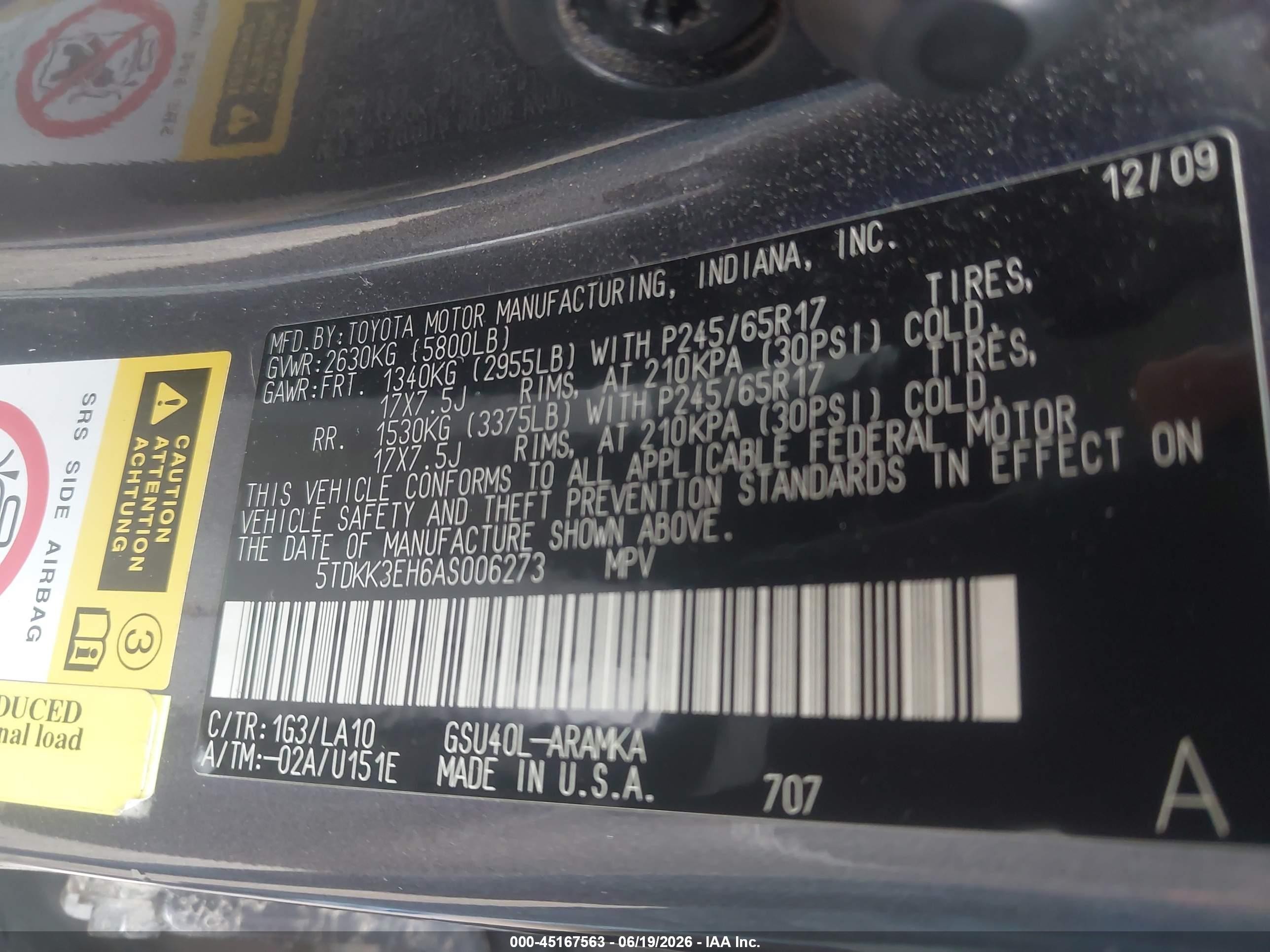 2010 Toyota Highlander Se V6 Gray vin: 5TDKK3EH6AS006273