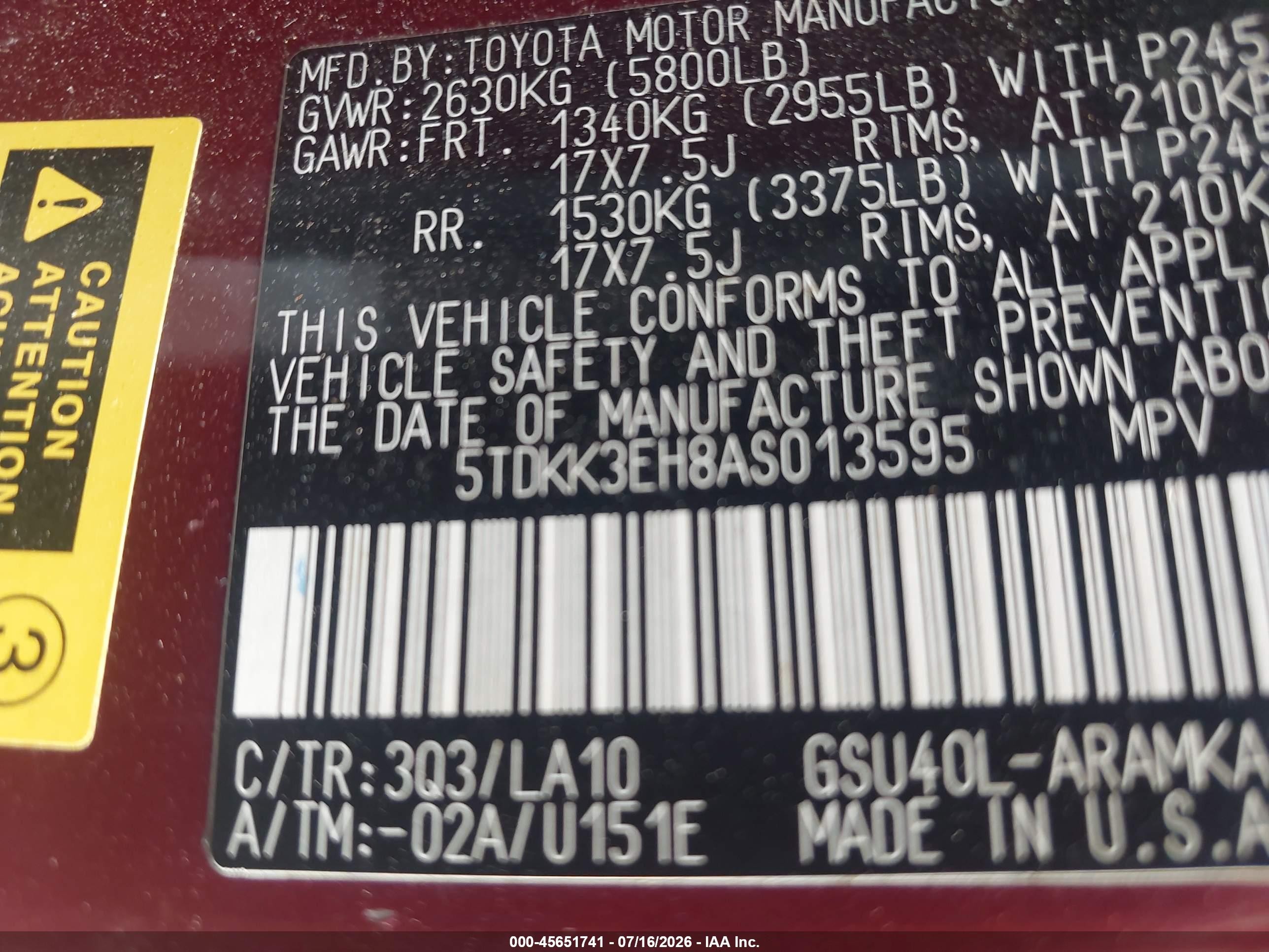 2010 Toyota Highlander Se V6 Maroon vin: 5TDKK3EH8AS013595