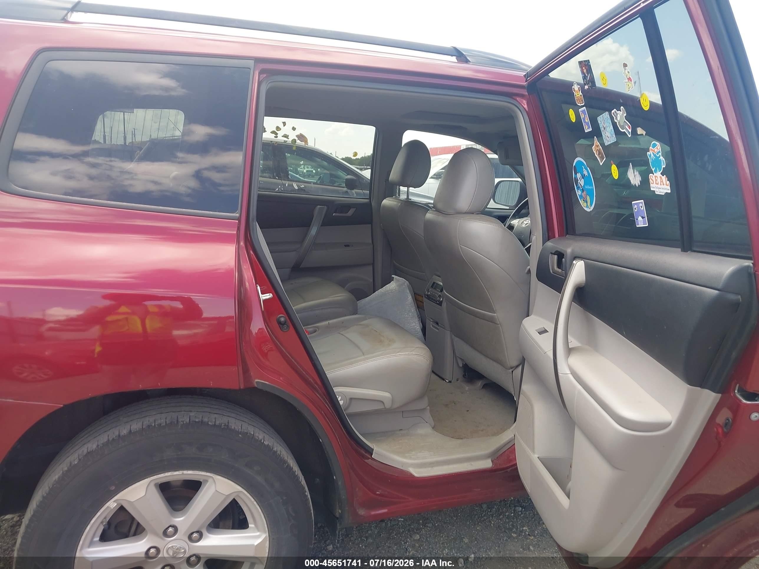 2010 Toyota Highlander Se V6 Maroon vin: 5TDKK3EH8AS013595