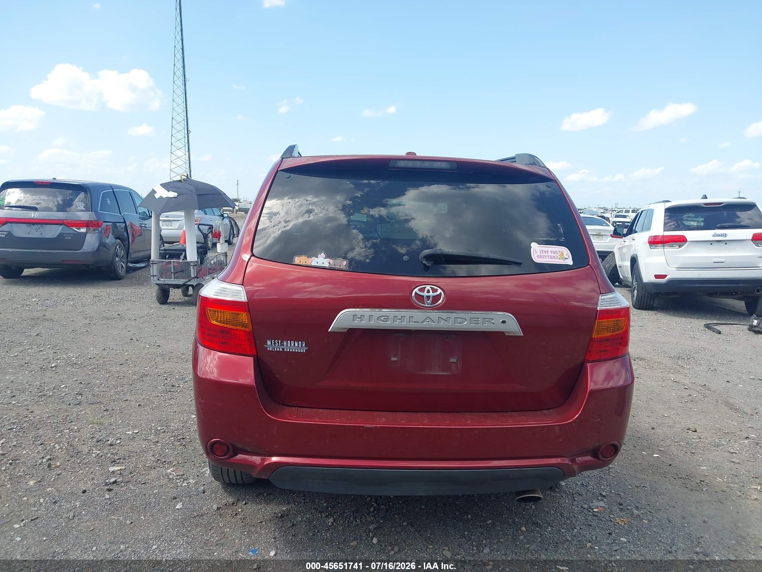 2010 Toyota Highlander Se V6 Maroon vin: 5TDKK3EH8AS013595