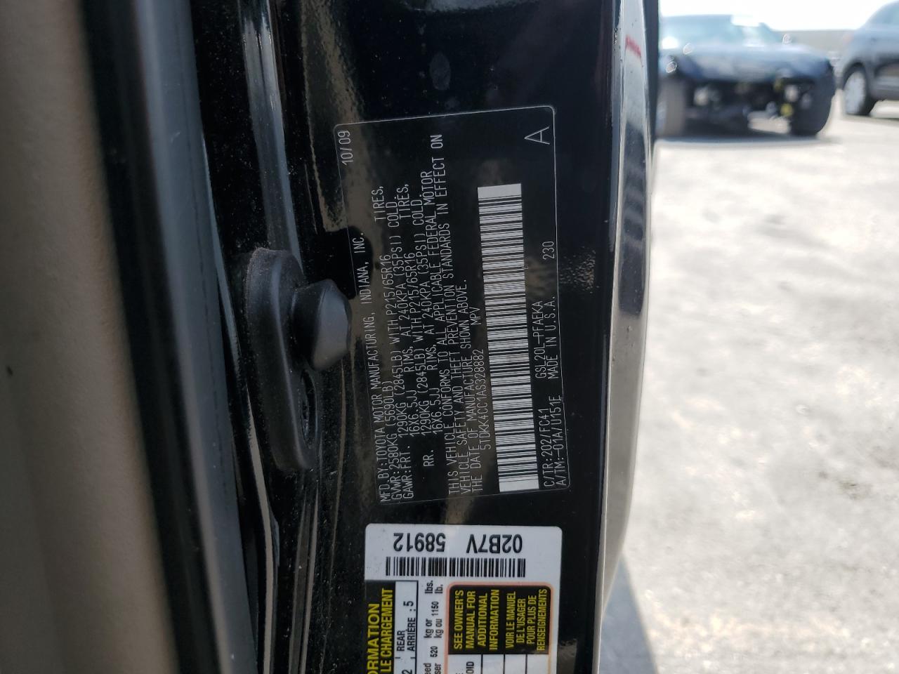 2010 Toyota Sienna Ce Black vin: 5TDKK4CC1AS328882
