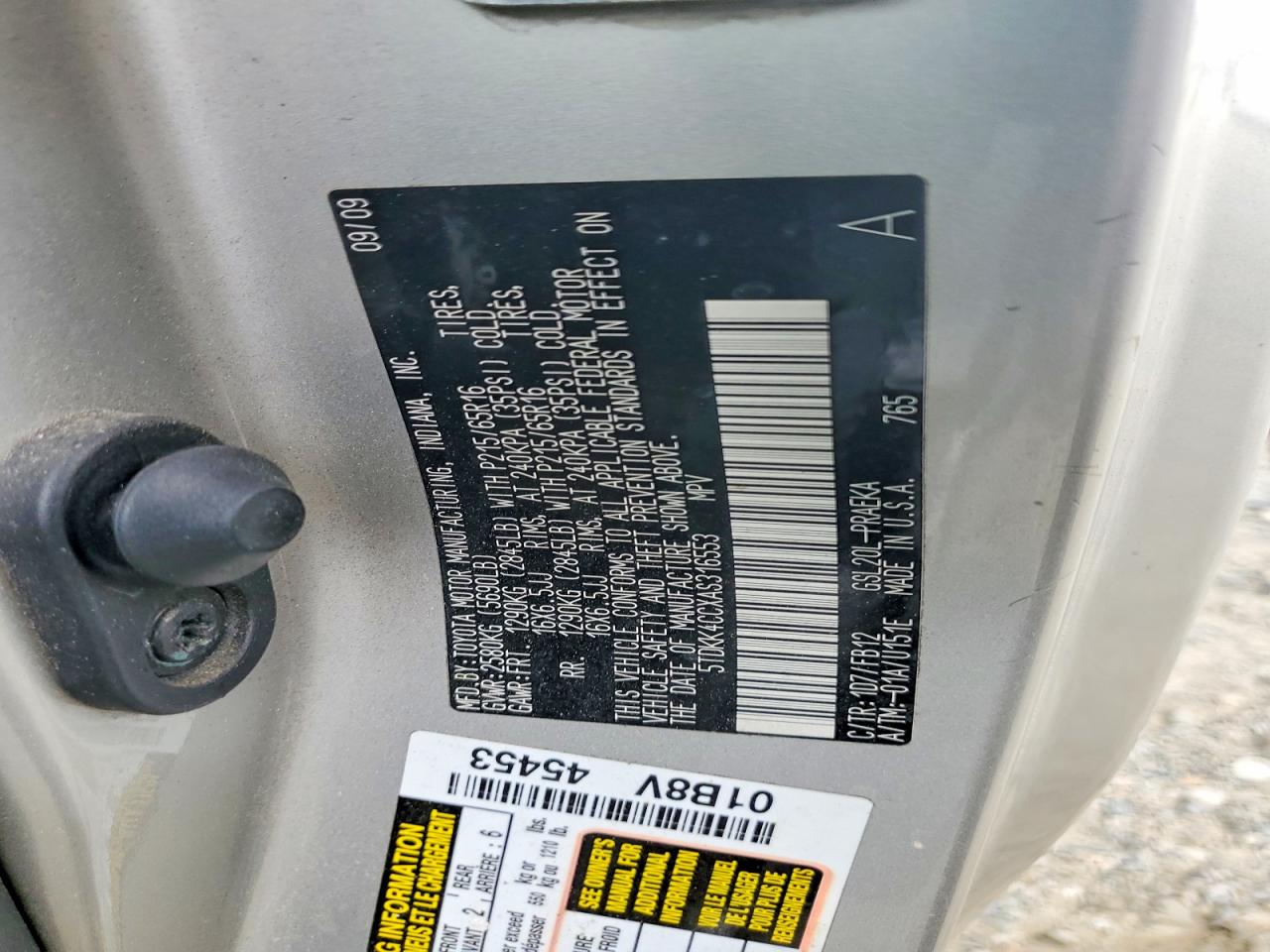 2010 Toyota Sienna Ce 8-passenger Серебряный vin: 5TDKK4CCXAS316553