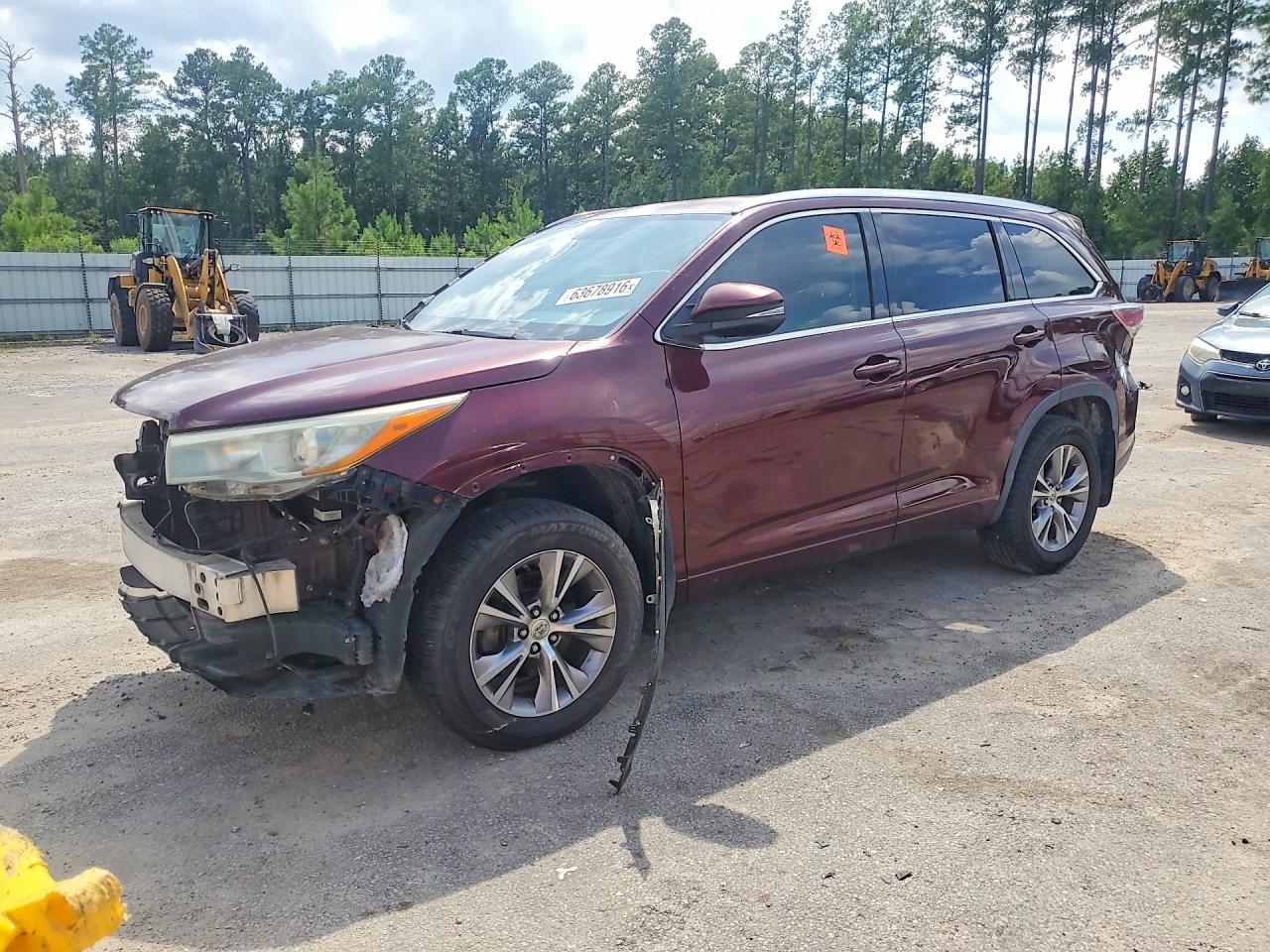 2015 Toyota Highlander Xle Burgundy vin: 5TDKKRFH0FS080104