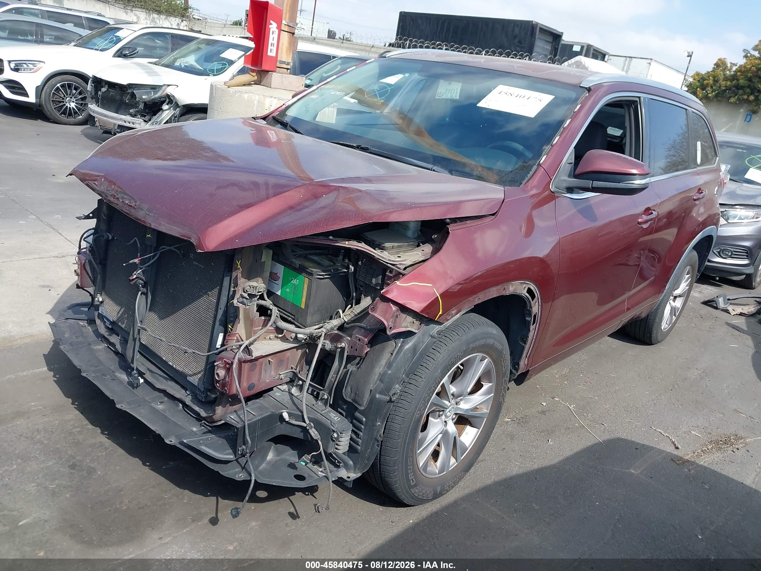 2014 Toyota Highlander Xle V6 Burgundy vin: 5TDKKRFH1ES031461