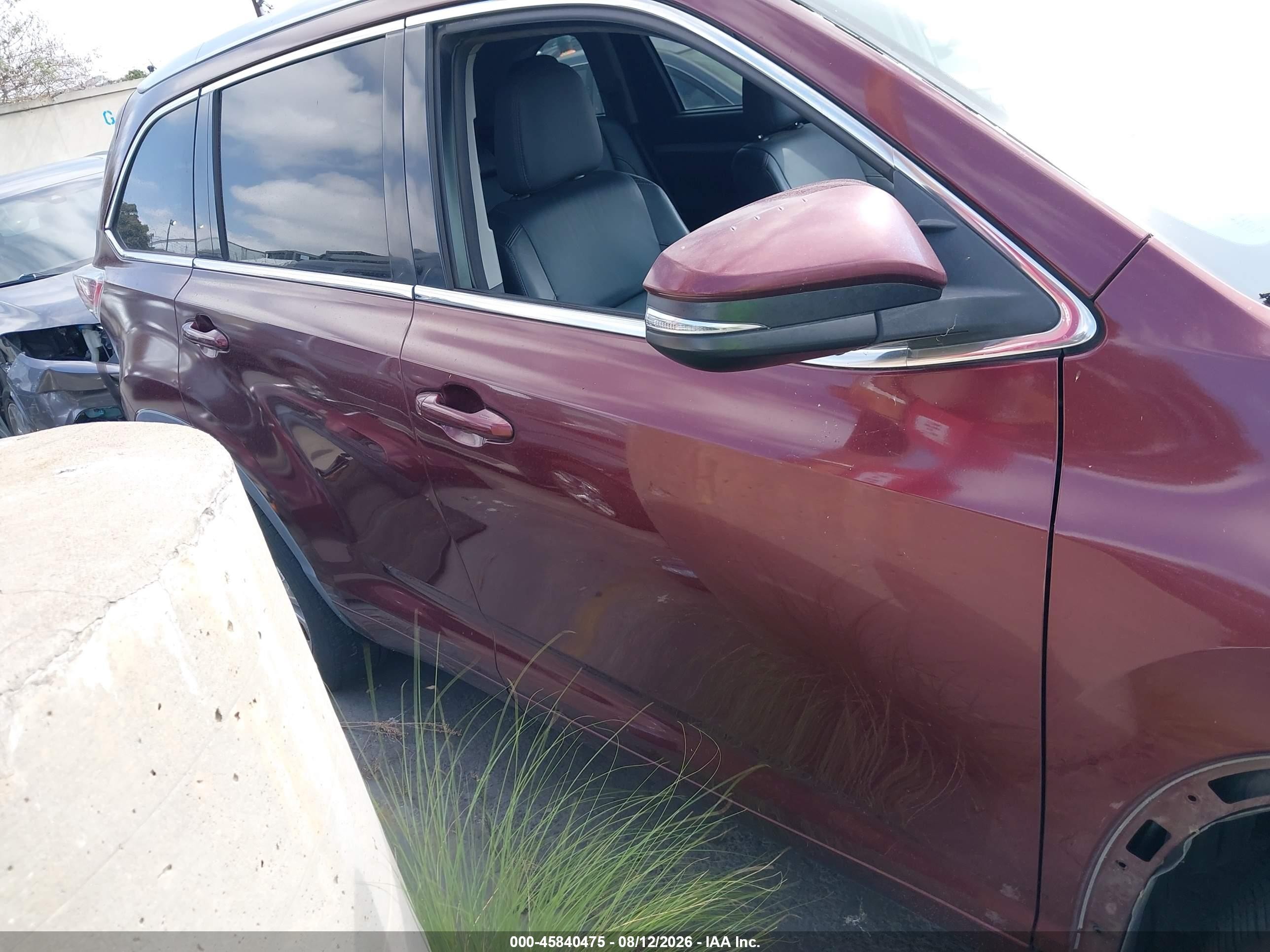 2014 Toyota Highlander Xle V6 Burgundy vin: 5TDKKRFH1ES031461