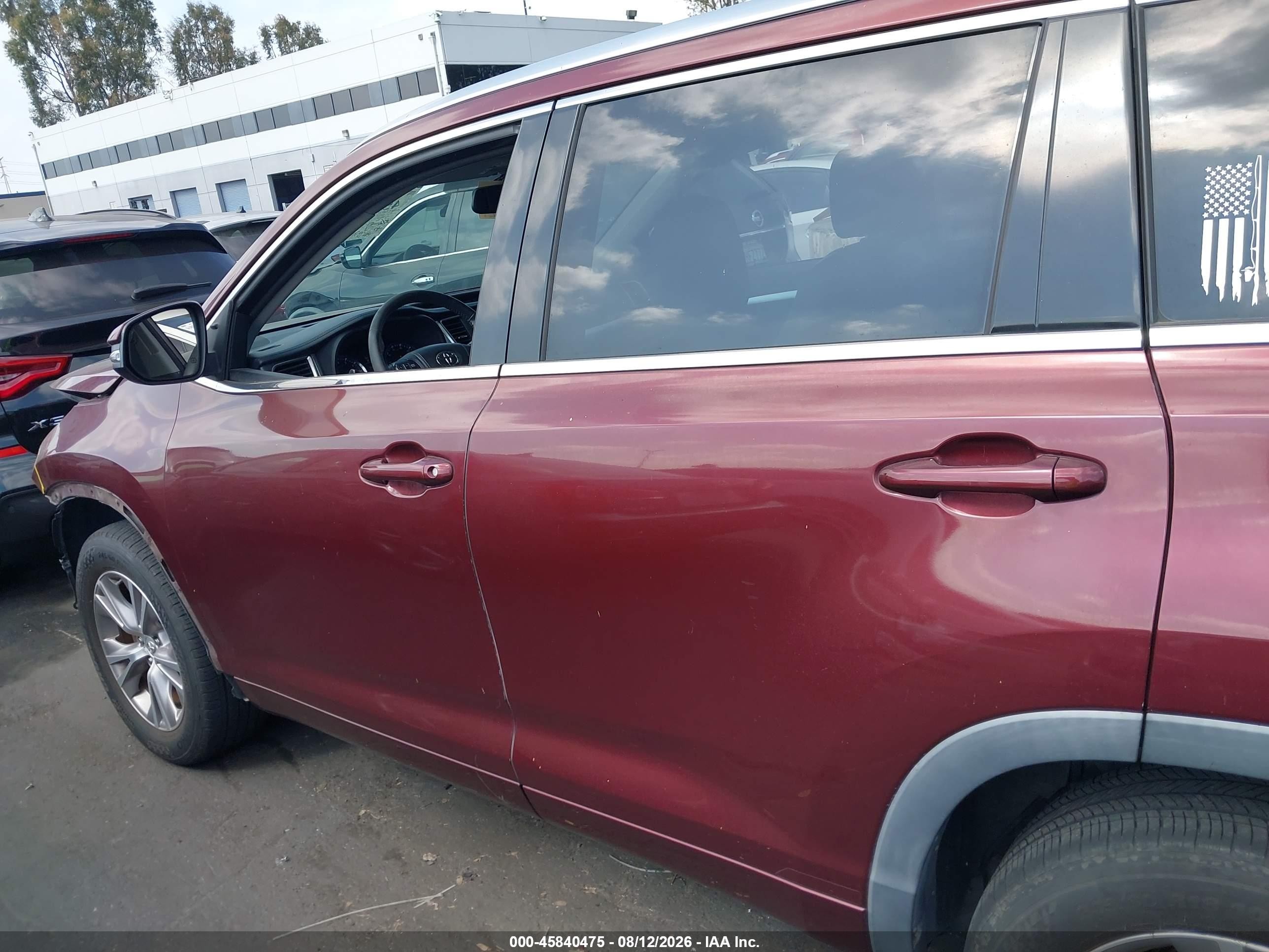 2014 Toyota Highlander Xle V6 Burgundy vin: 5TDKKRFH1ES031461