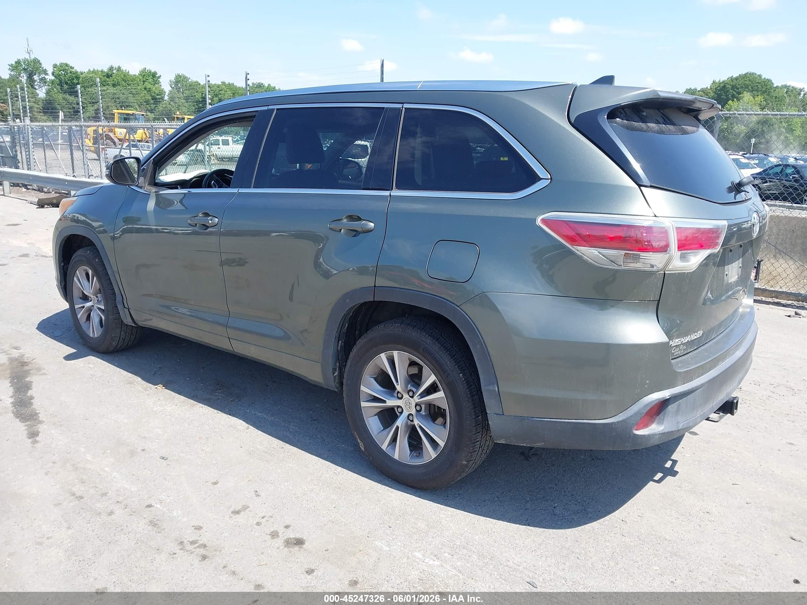 2015 Toyota Highlander Xle V6 Green vin: 5TDKKRFH1FS046558