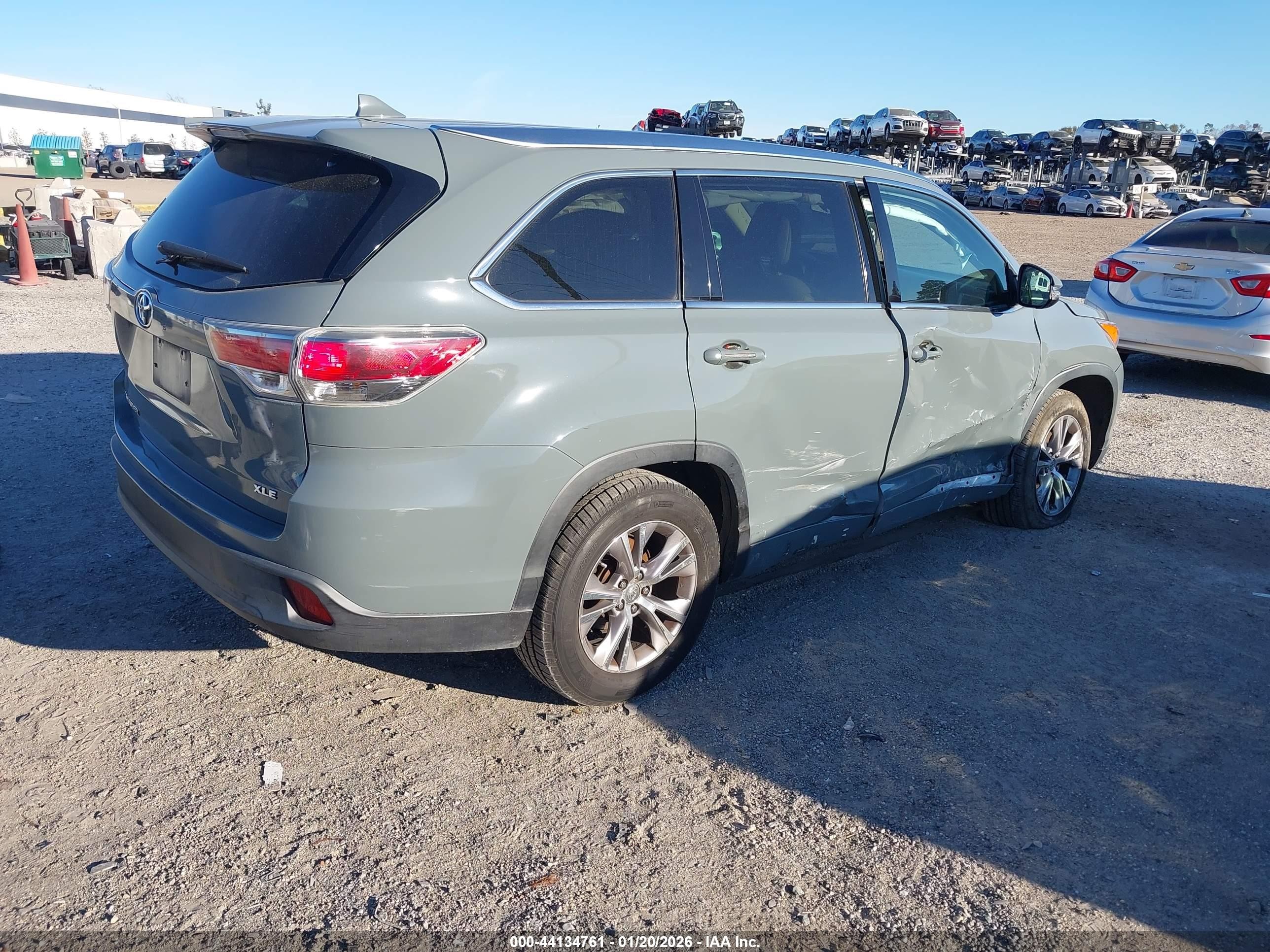 2015 Toyota Highlander Xle V6 Gray vin: 5TDKKRFH1FS094240