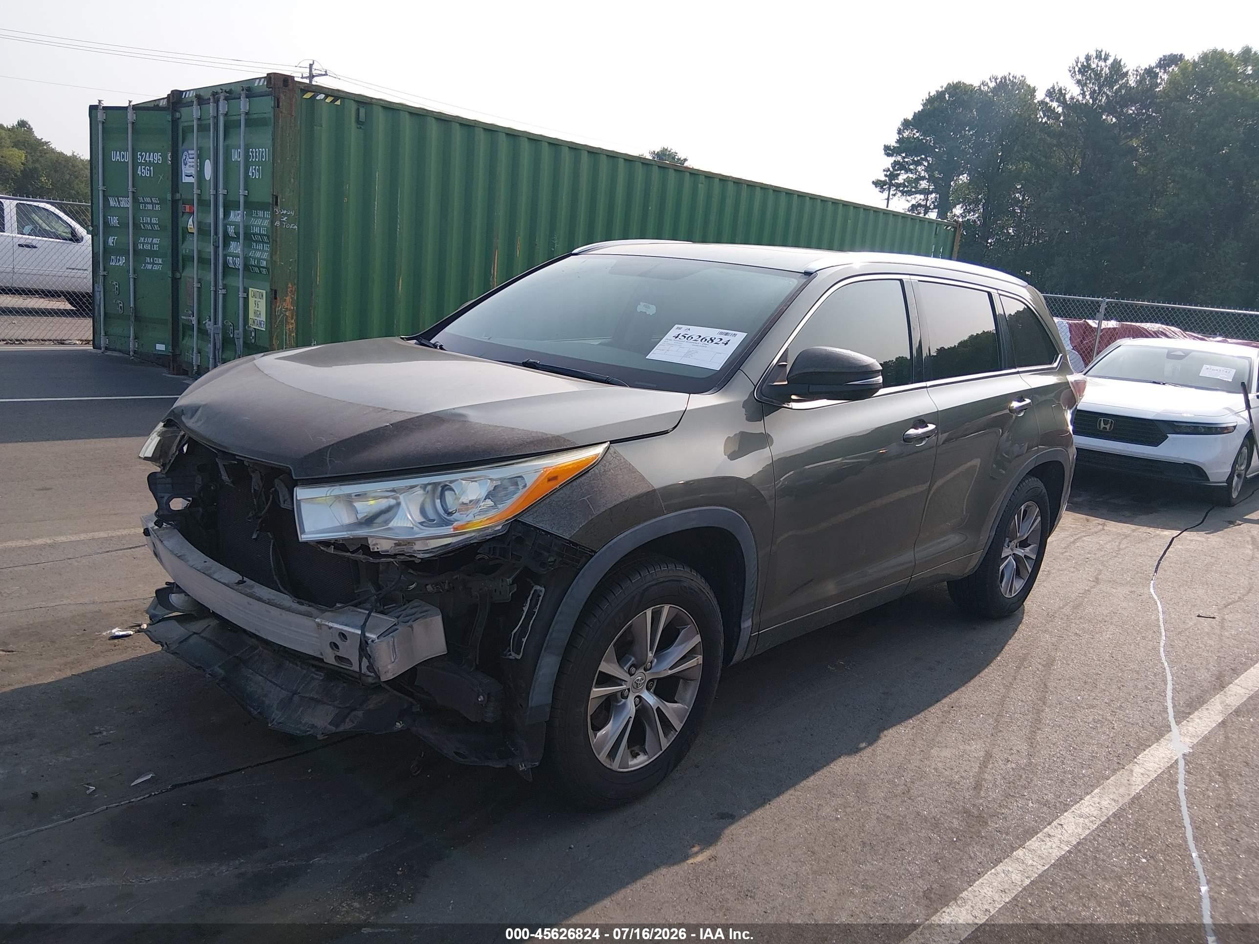 2014 Toyota Highlander Xle V6 Green vin: 5TDKKRFH2ES018475