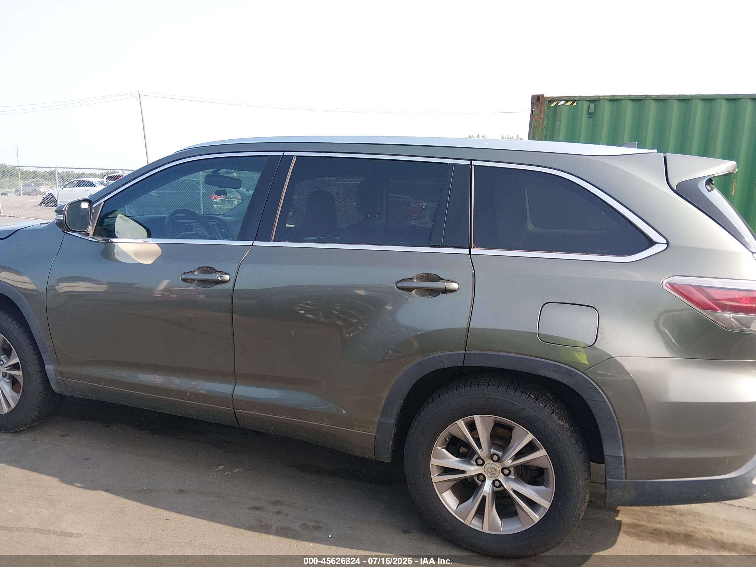 2014 Toyota Highlander Xle V6 Green vin: 5TDKKRFH2ES018475