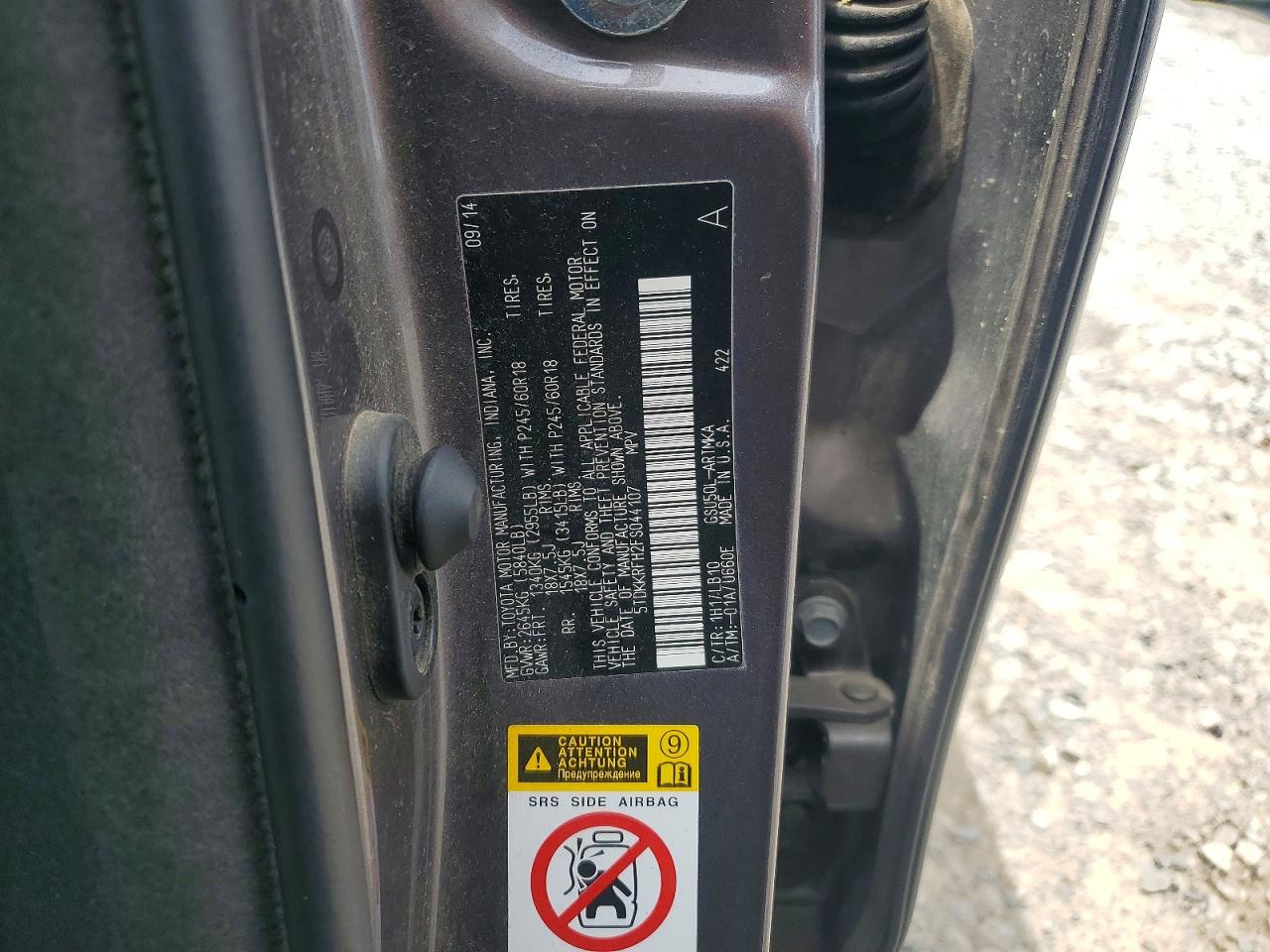 2015 Toyota Highlander Xle Charcoal vin: 5TDKKRFH2FS044107