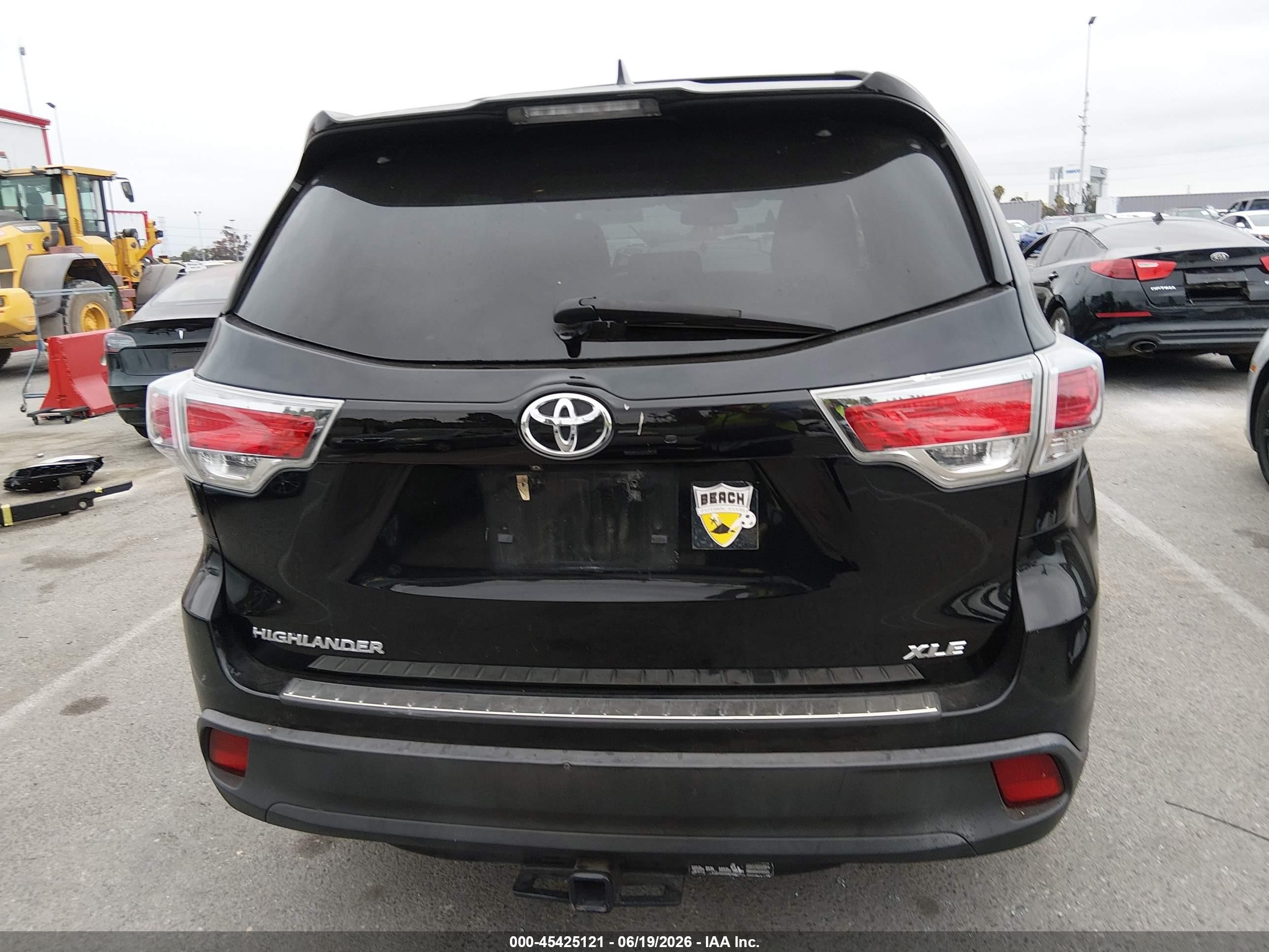 2015 Toyota Highlander Xle V6 Black vin: 5TDKKRFH2FS055902