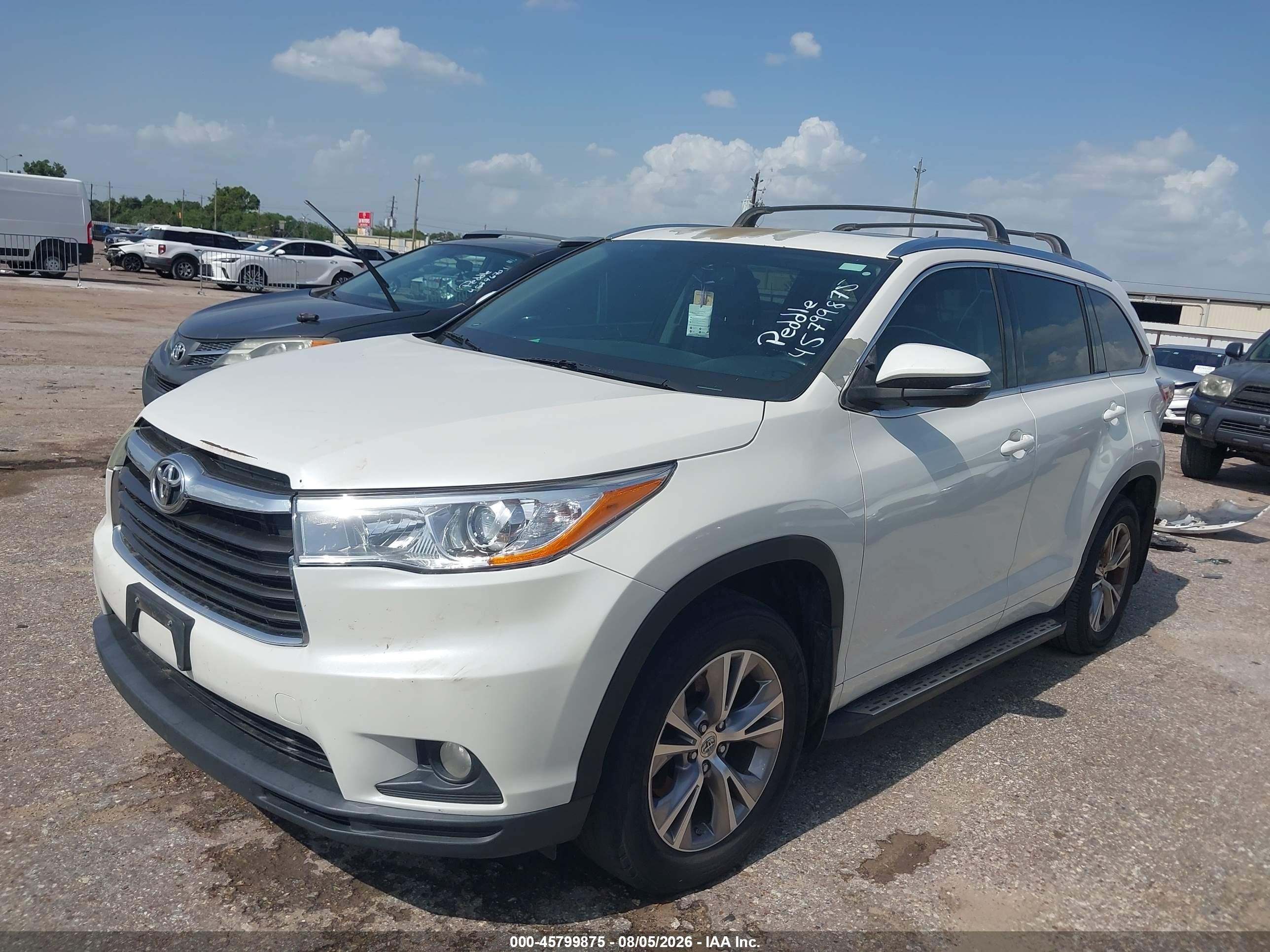 2015 Toyota Highlander Xle V6 White vin: 5TDKKRFH2FS077981