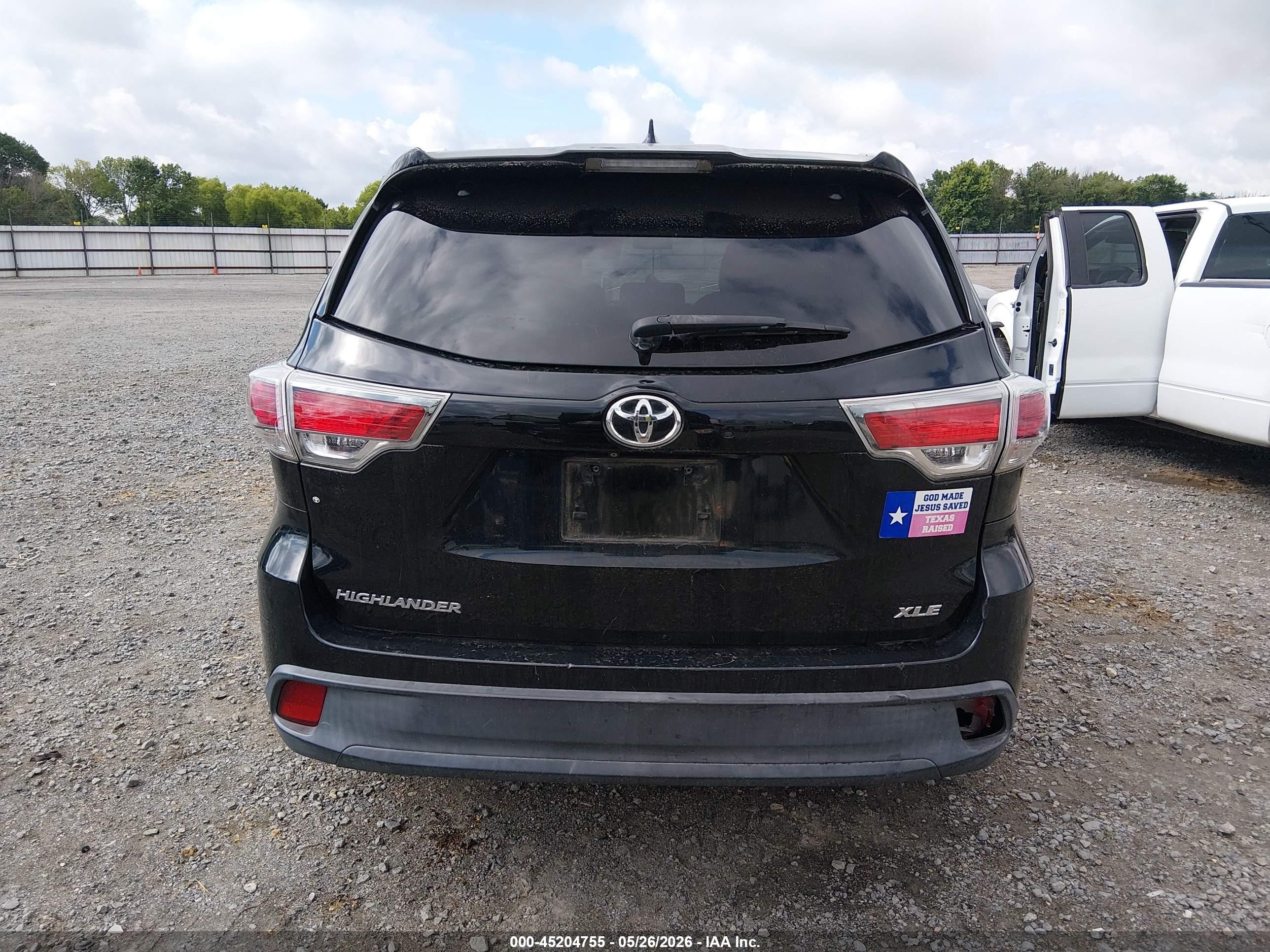 2015 Toyota Highlander Xle V6 Black vin: 5TDKKRFH3FS076189