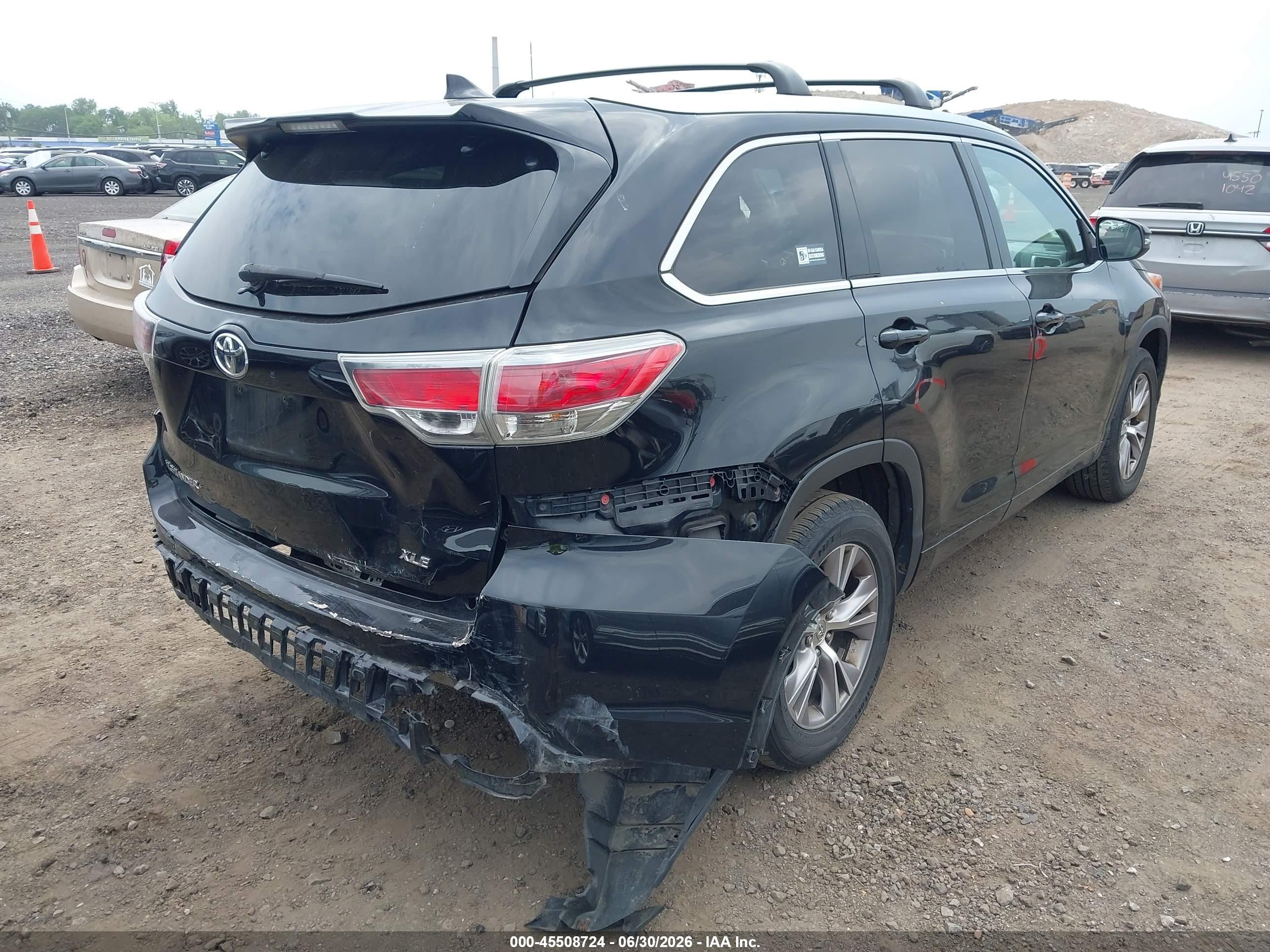 2015 Toyota Highlander Xle V6 Black vin: 5TDKKRFH3FS086625