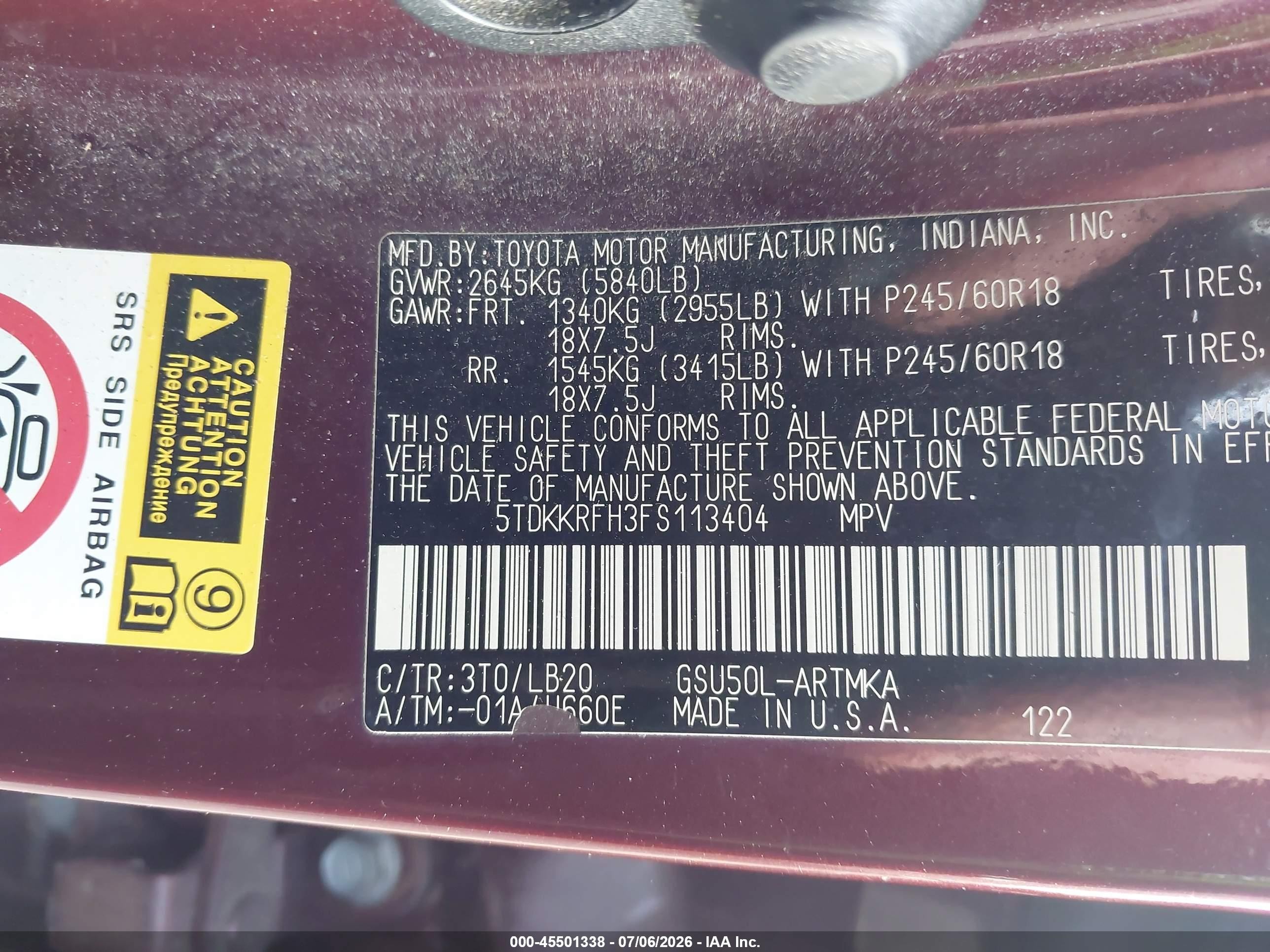 2015 Toyota Highlander Xle V6 Burgundy vin: 5TDKKRFH3FS113404
