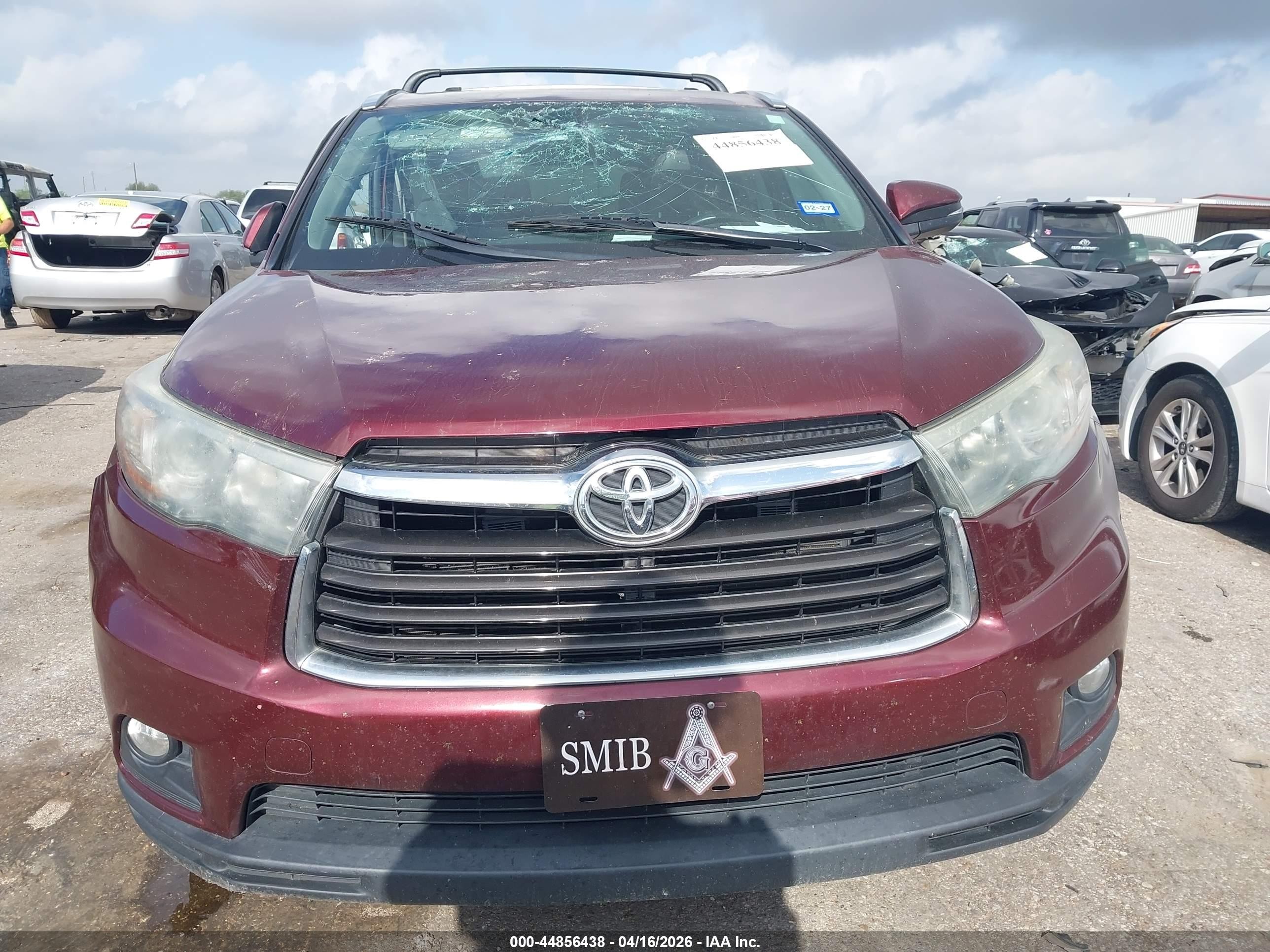 2015 Toyota Highlander Xle V6 Maroon vin: 5TDKKRFH4FS059174