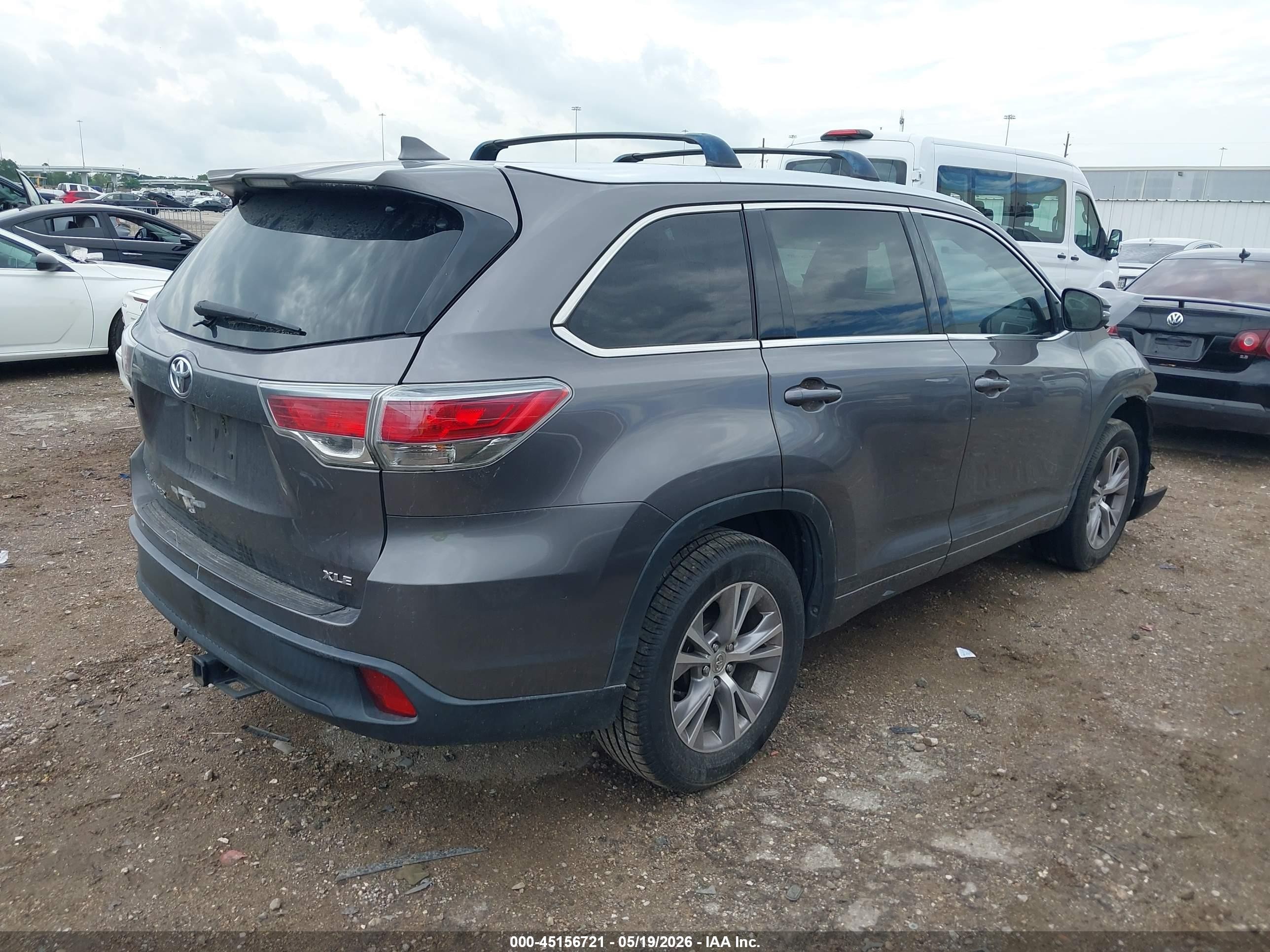 2015 Toyota Highlander Xle V6 Серый vin: 5TDKKRFH4FS112584