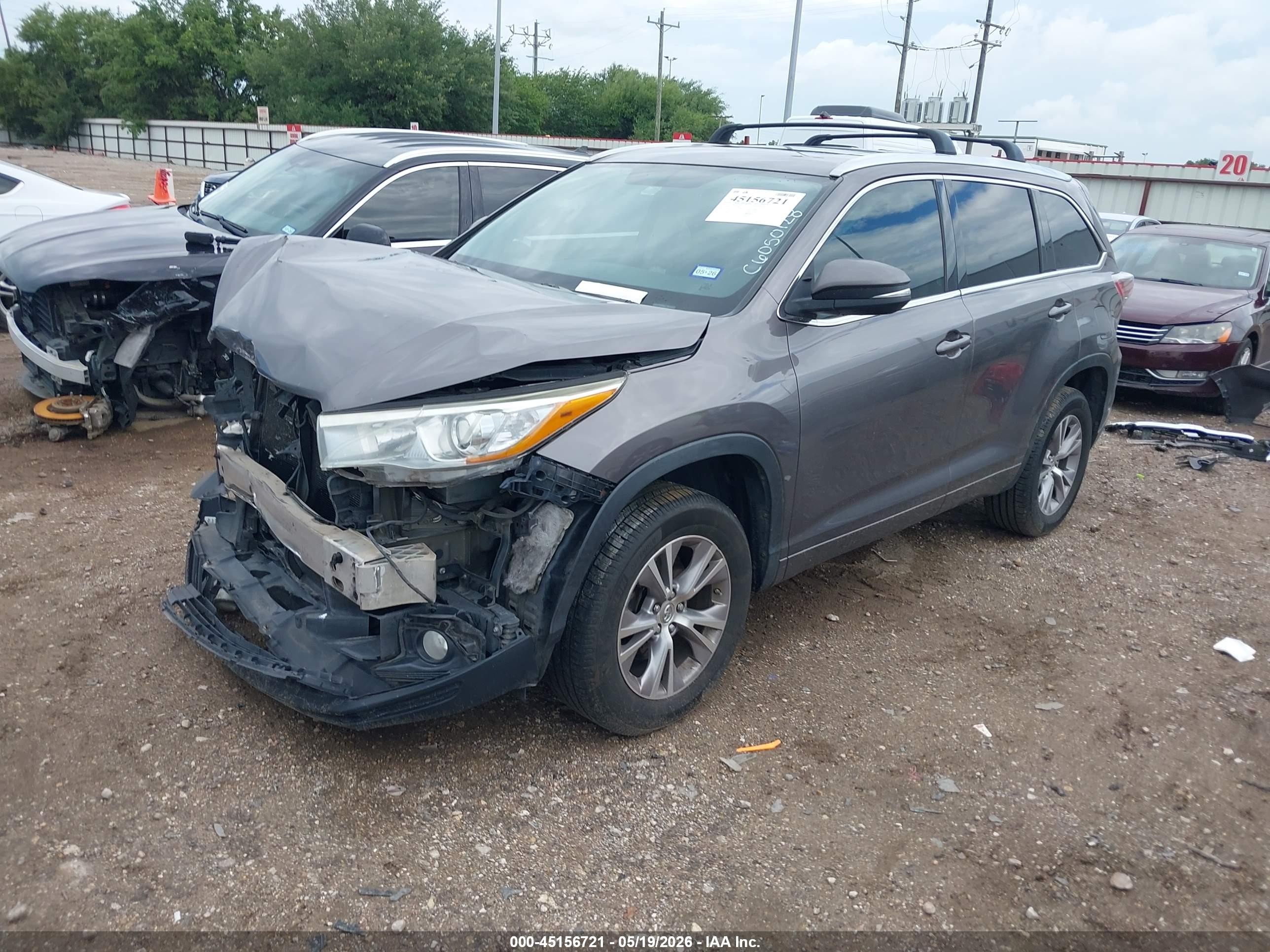 2015 Toyota Highlander Xle V6 Серый vin: 5TDKKRFH4FS112584