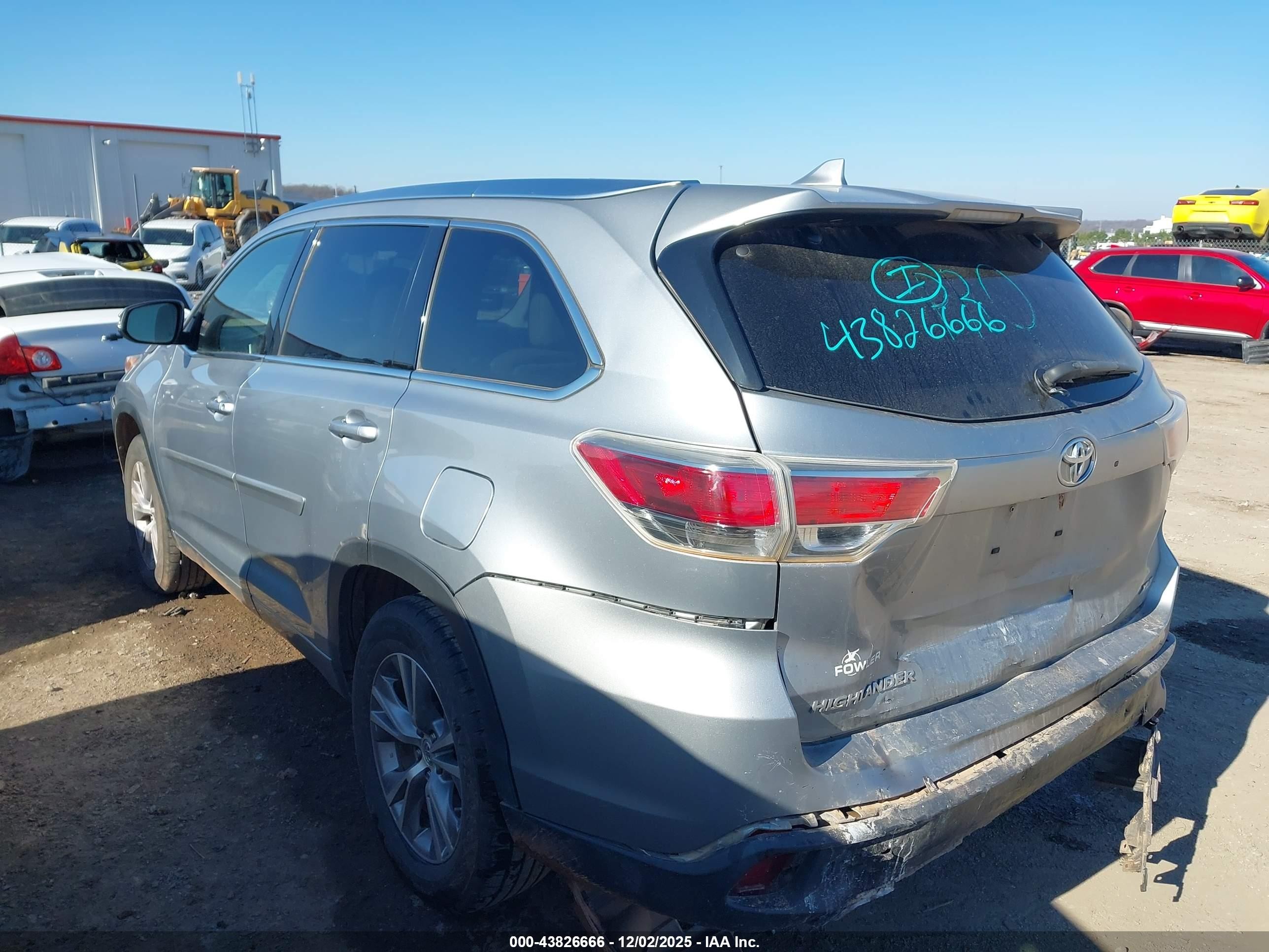 2015 Toyota Highlander Xle V6 Silver vin: 5TDKKRFH5FS042349