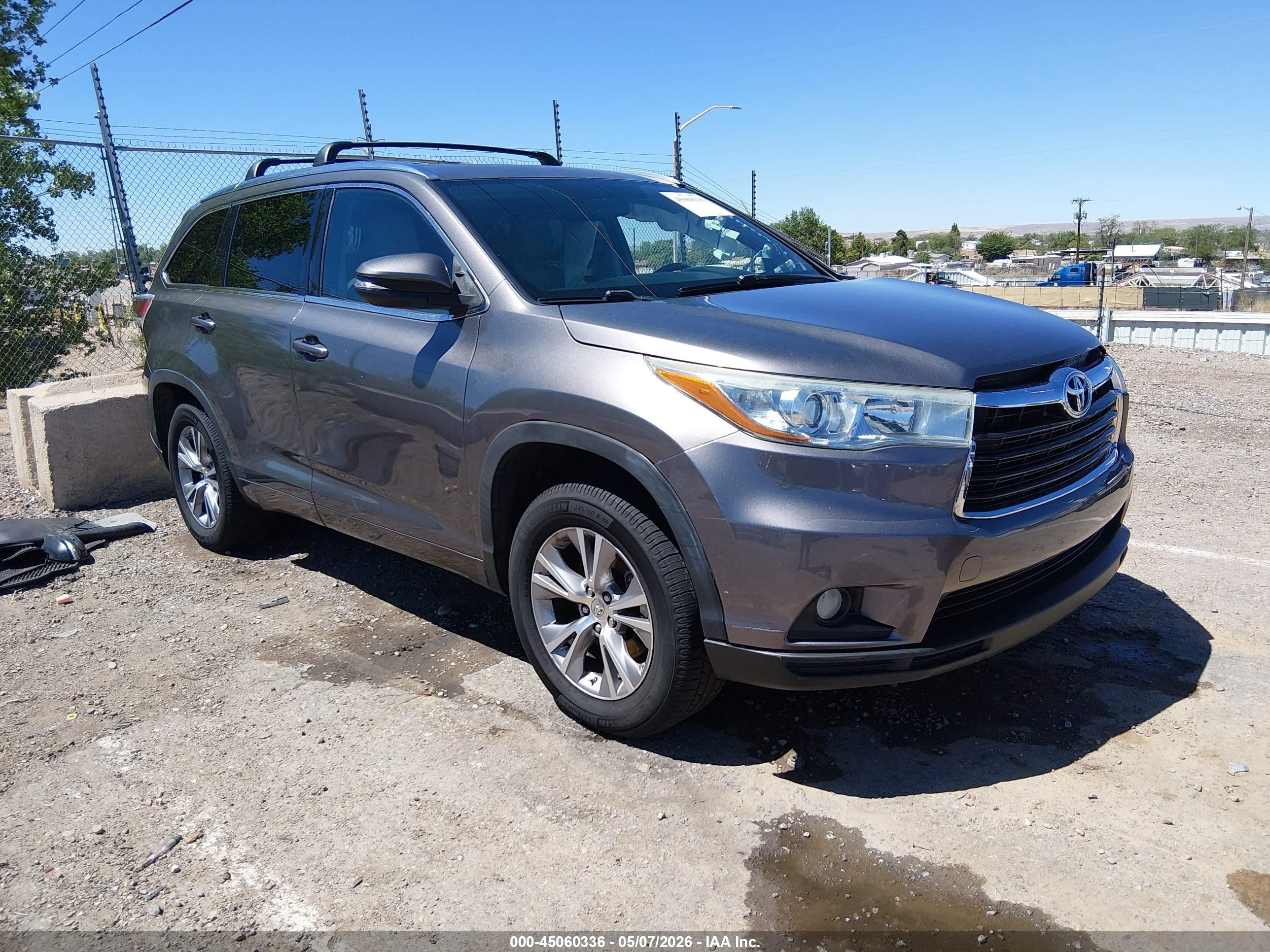 2015 Toyota Highlander Xle V6 Gray vin: 5TDKKRFH5FS063699